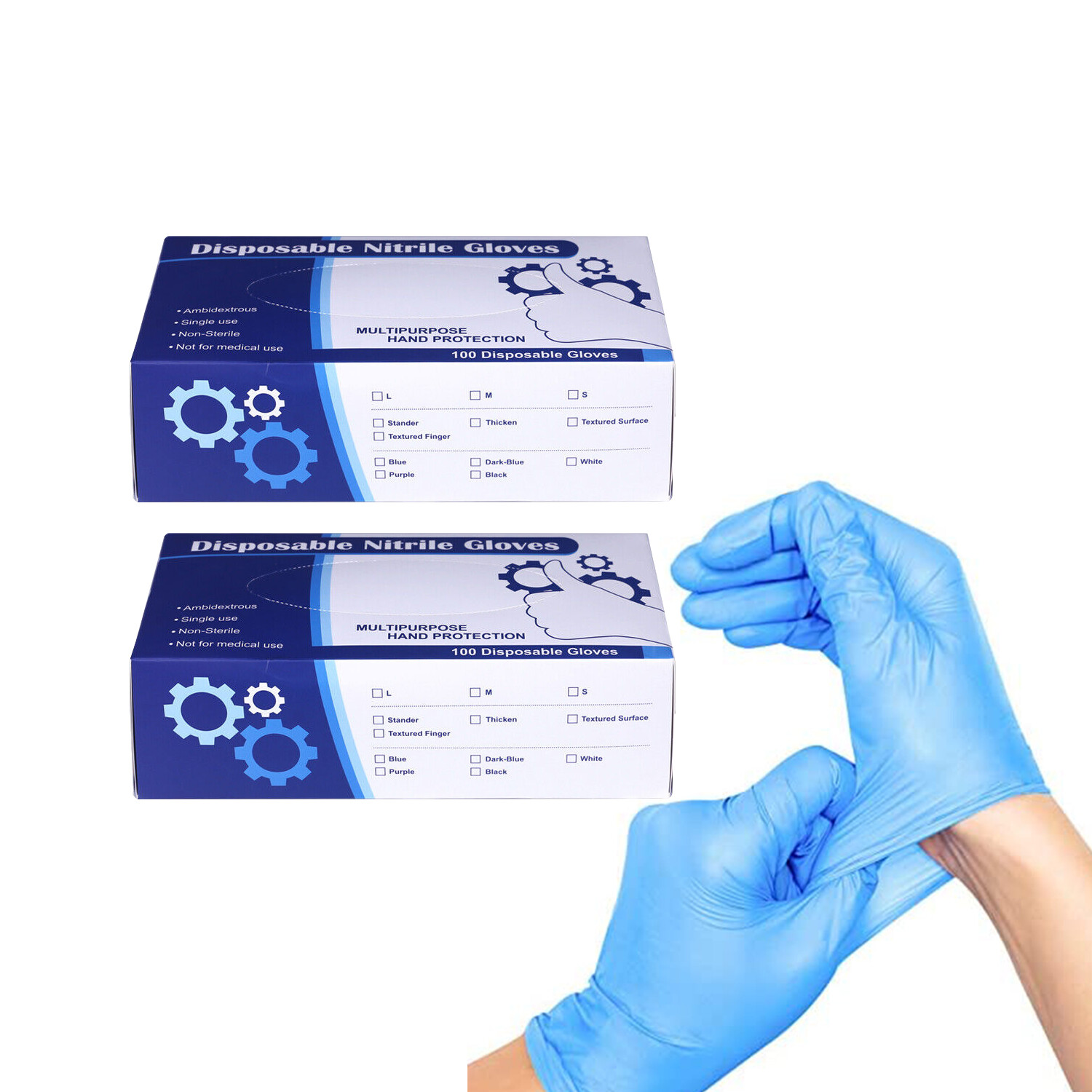 2000Pcs Disposable Nitrile Gloves/Latex/Exam Gloves Powder Free Multi-Purpose US