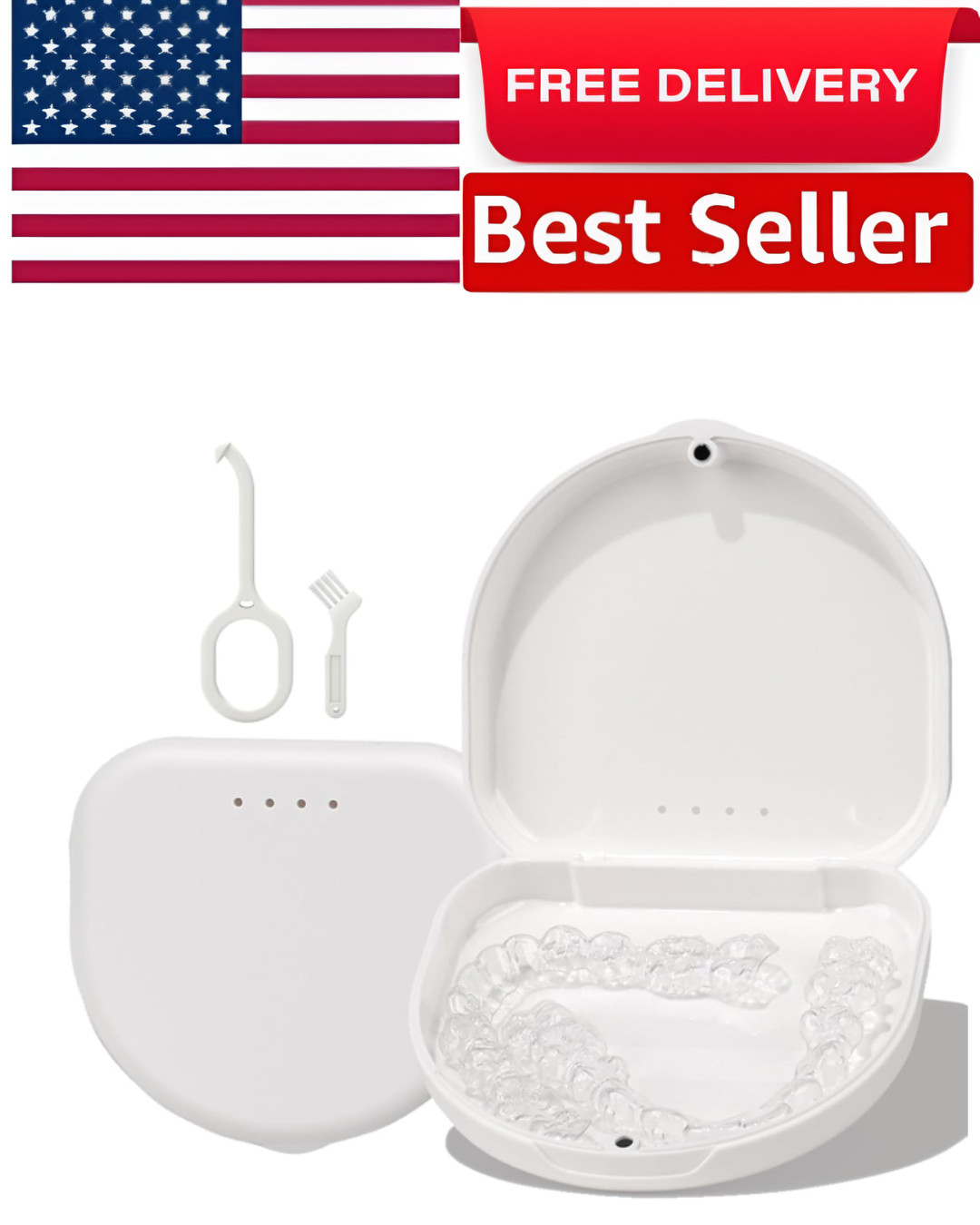 Retainer Case for Invisalign Vivera Aligners Slim Holder w/ Tool Brush Lanyard
