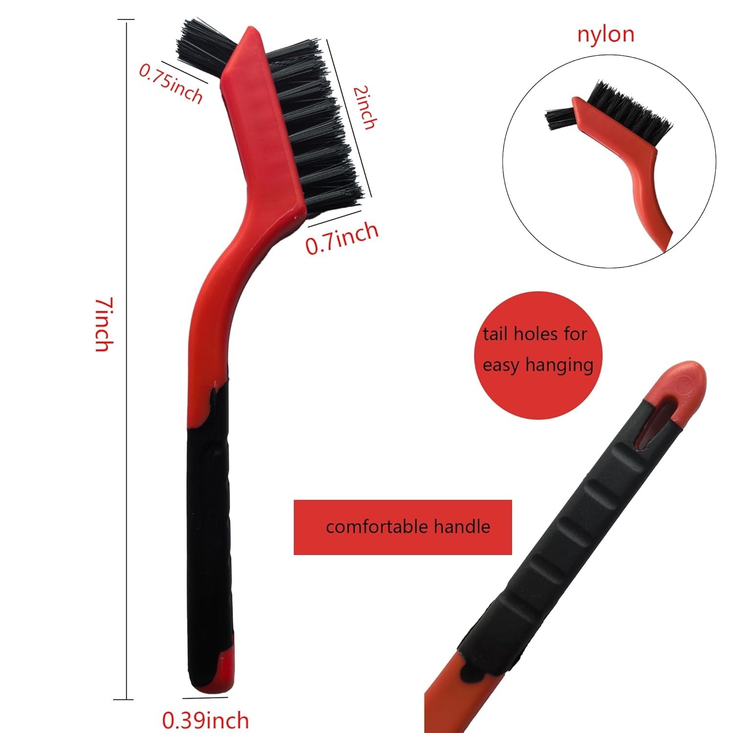 6-Pack Nylon Cleaning Brushes – Non-Scratch Nylon Bristles for Delicate Surfa…
