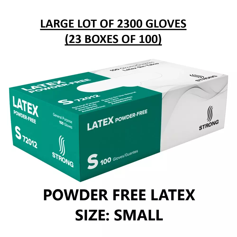2300 pcs Strong 72012 General Purpose Latex Gloves – Powder Free, White, Small