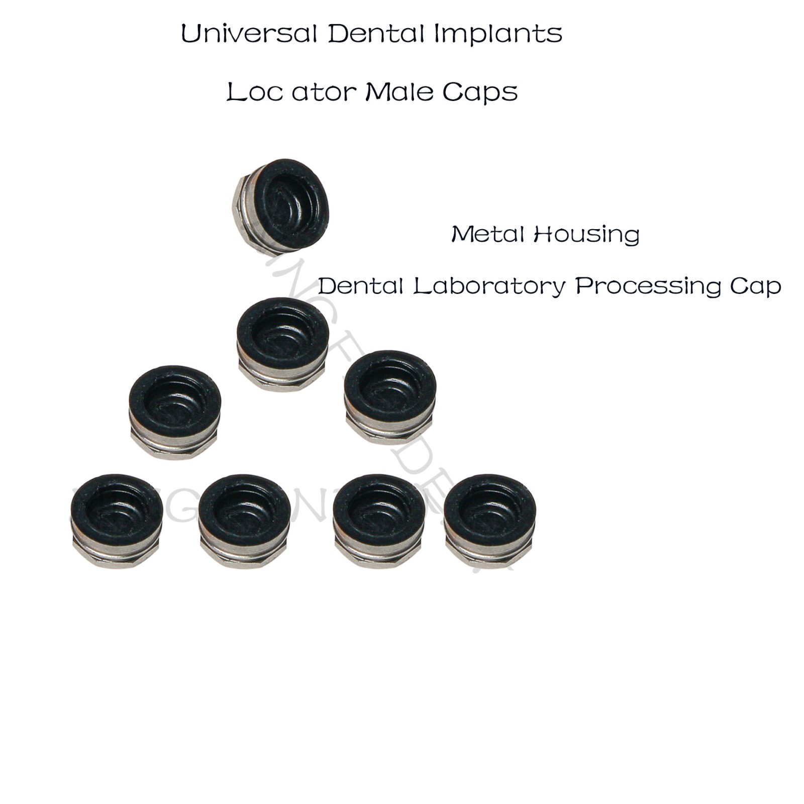 US Dental overdenture Locator Metal Housing & Replace Lab Cap Inserts Assembly