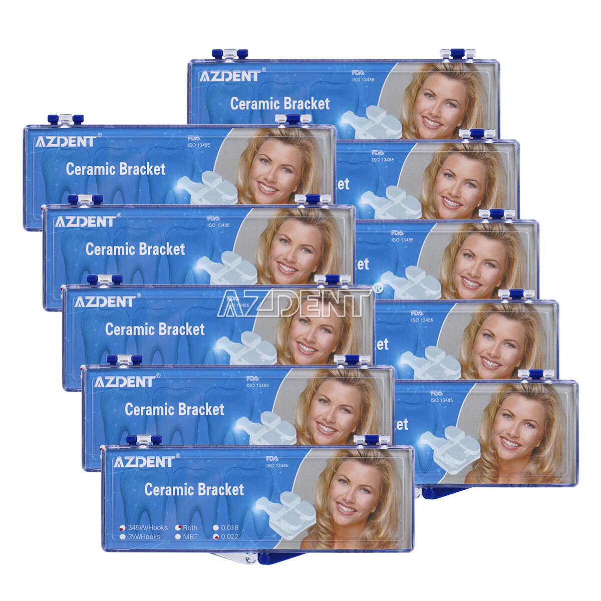 Dental Orthodontic Ceramic Bracket Braces Roth /MBT 0.022/018 Hooks 345