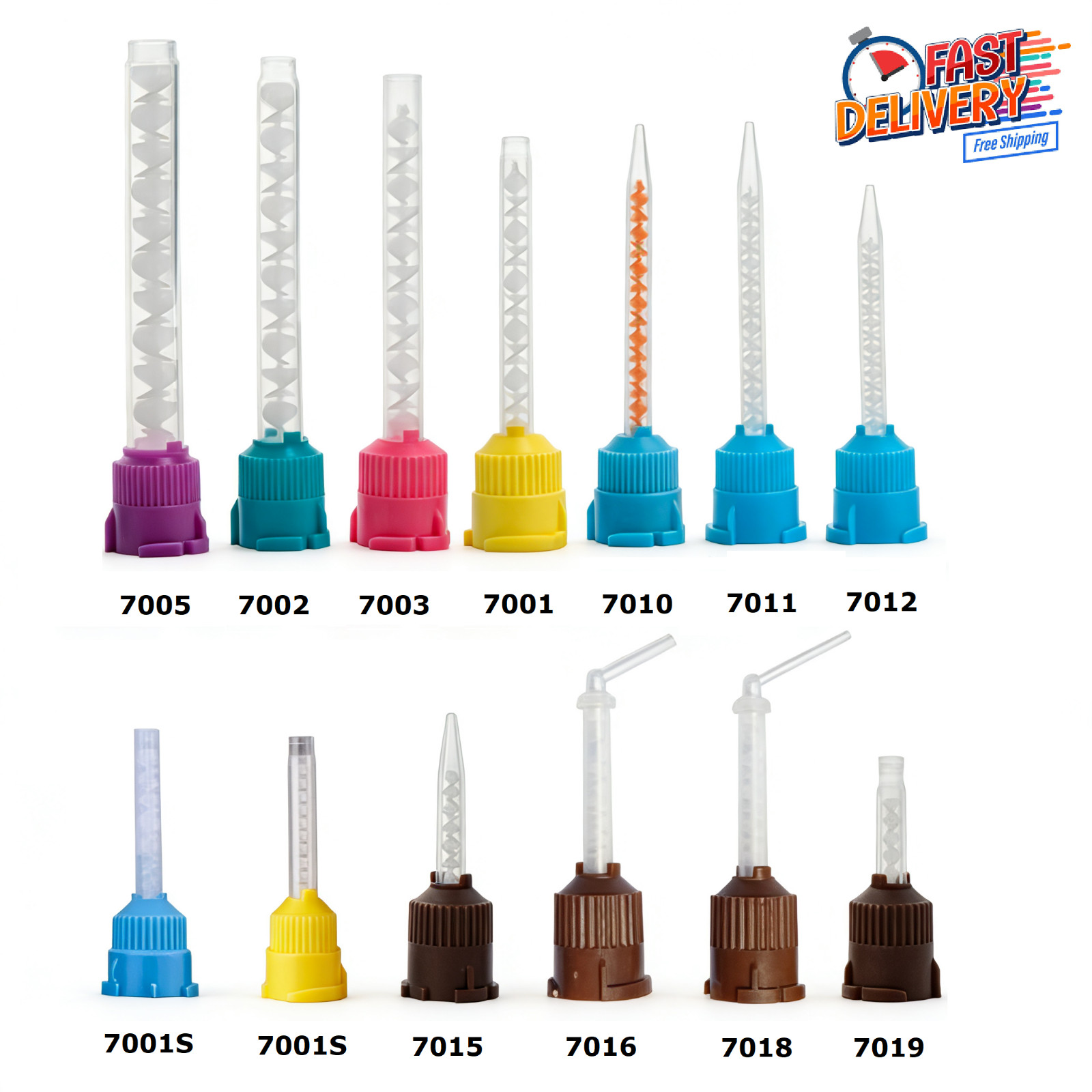 100PCS Dental Impression Material Crown Mixer Nozzle Disposable Mixing Tips US