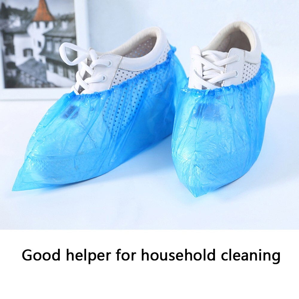 Disposable PE Plastic Shoe Covers 100pcs Dust Proof Waterproof for Home/Hotel