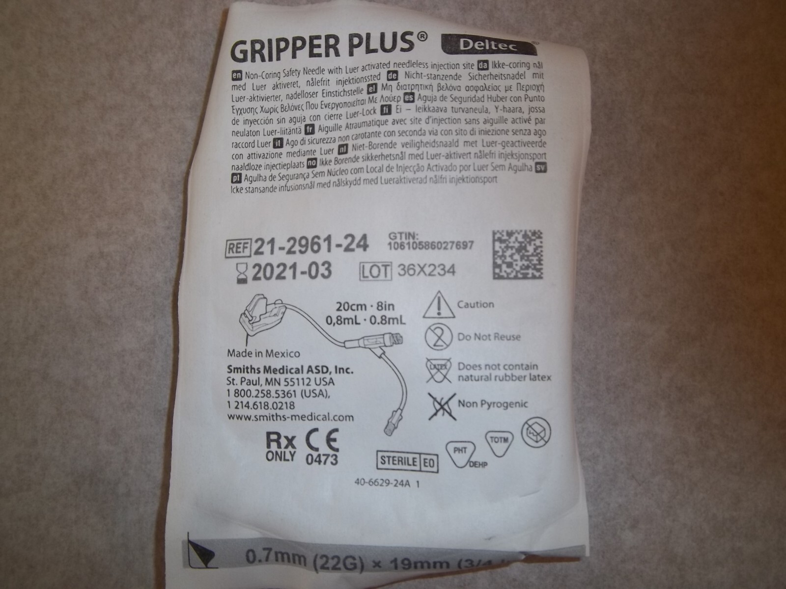 Deltec Gripper Primary Micro Non-Coring Luer Tube Set(b-1909)