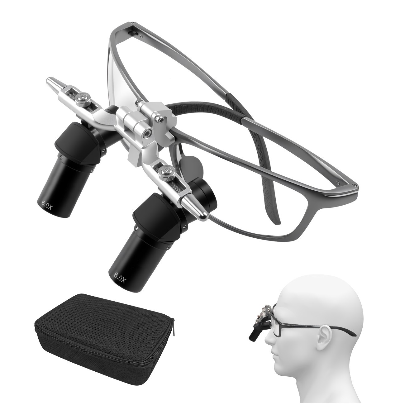 6X High-Definition Optical Lens Dental Ergo Loupes Magnifiers + 5W LED Headlight