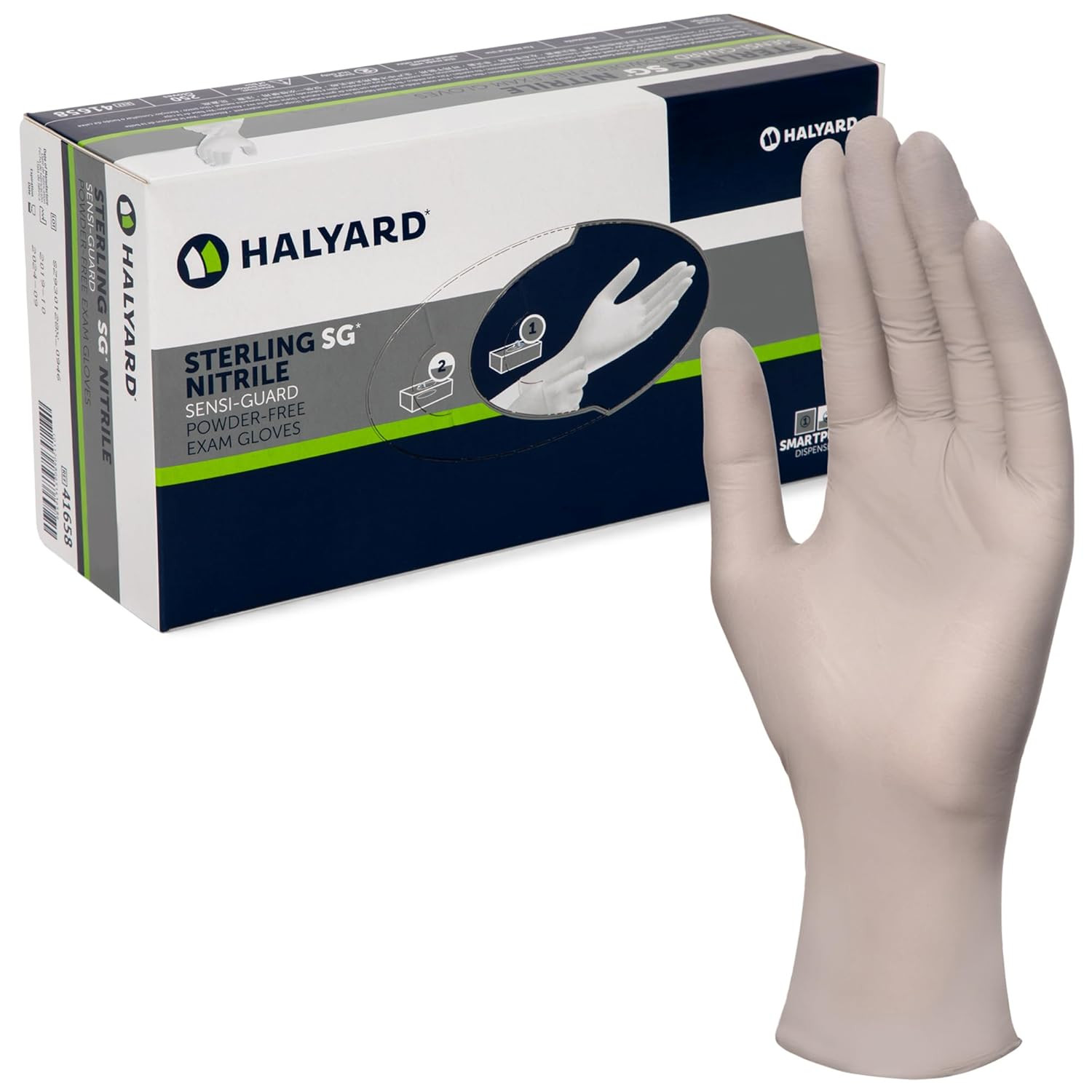 Sterling SG Nitrile Powder-Free Exam Gloves, 3.7 Mil, 9.5″, Gray, Small