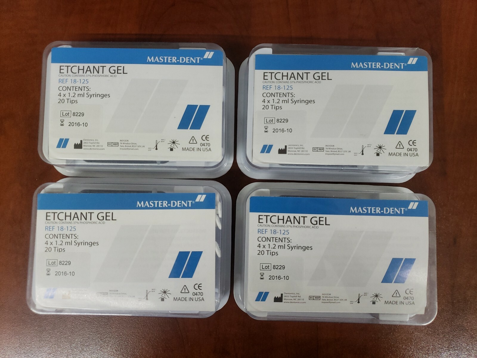 LOT 4 Master Dent Blue Etchant Gel 4 x 1.2ml Syringes+Tips EXP 2016/10