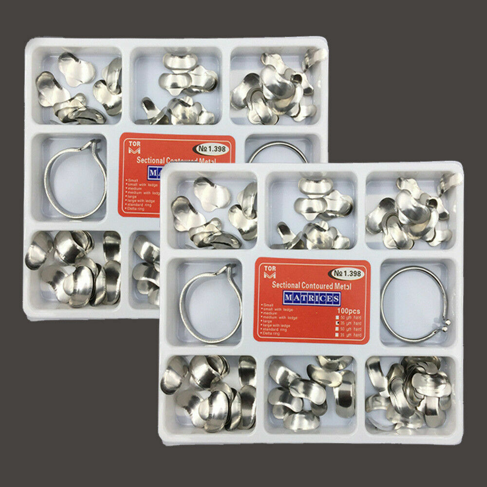NEW 2×Dental TOR VM Orthodontic Sectional Contoured Matrices 35 μm Hard 2 Ring