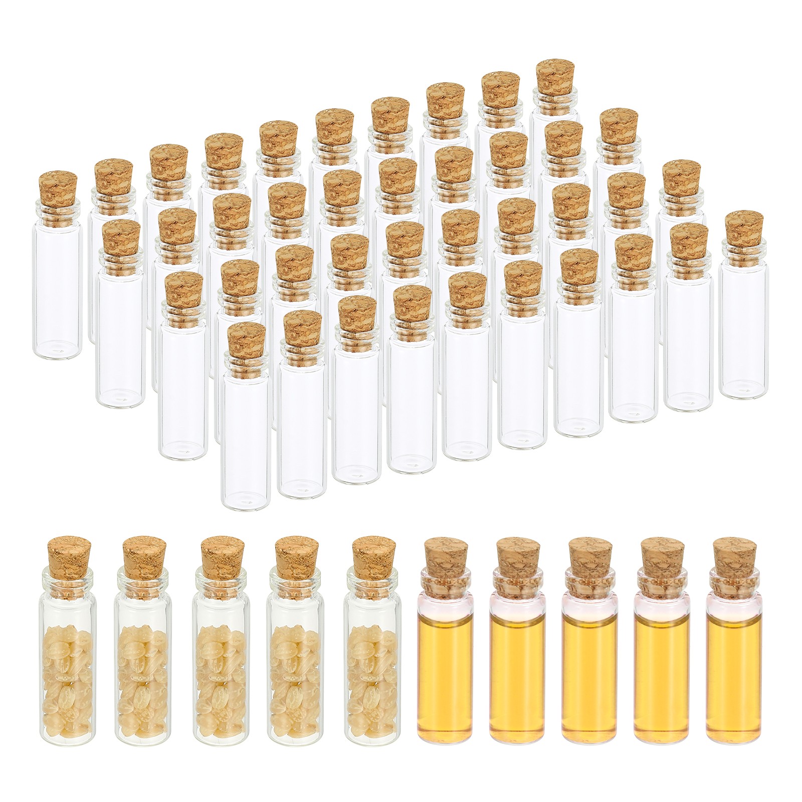 2ml Tiny Glass Bottles Vials 50Pcs Mini Clear Bottles Glass with Cork Stoppers
