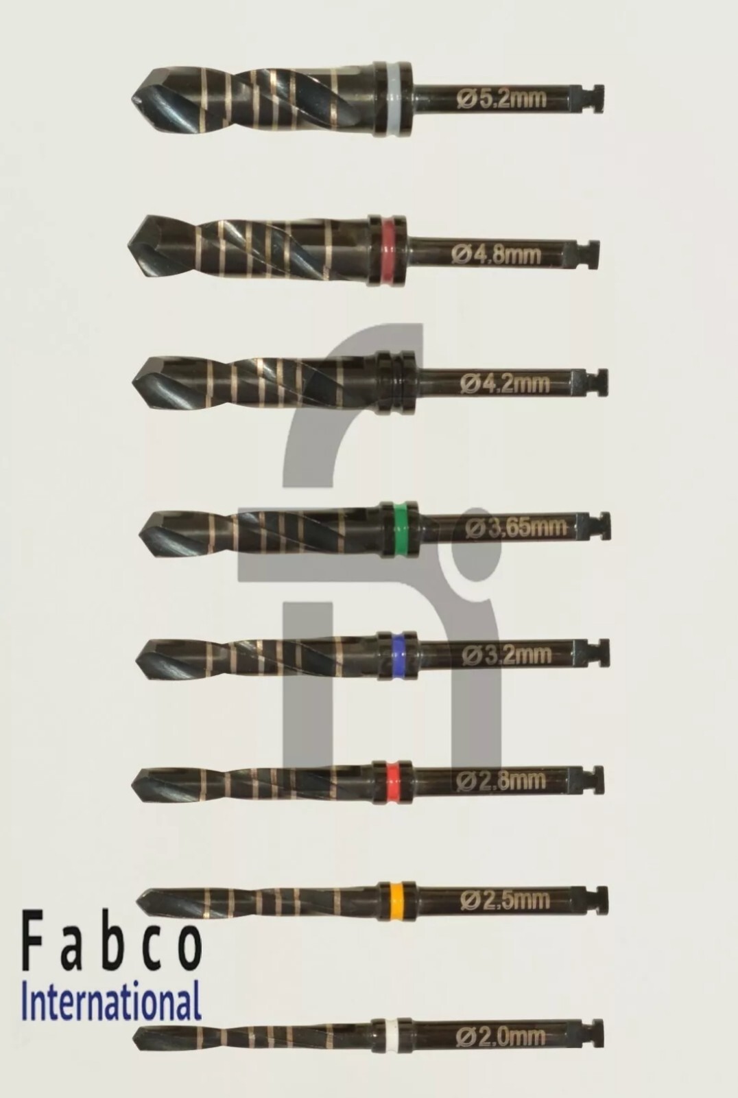 8pcs Dental Surgery Drills Black Titanium Coated External Irrigation Drills