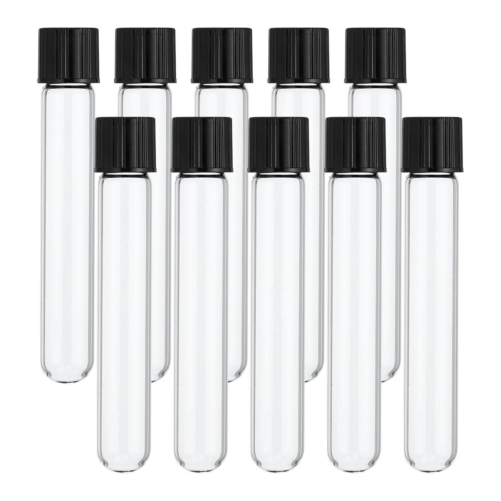 10ml Test Tubes, 10pcs 3.94×0.63in Glass Test Tube Containers with Plastic Cap