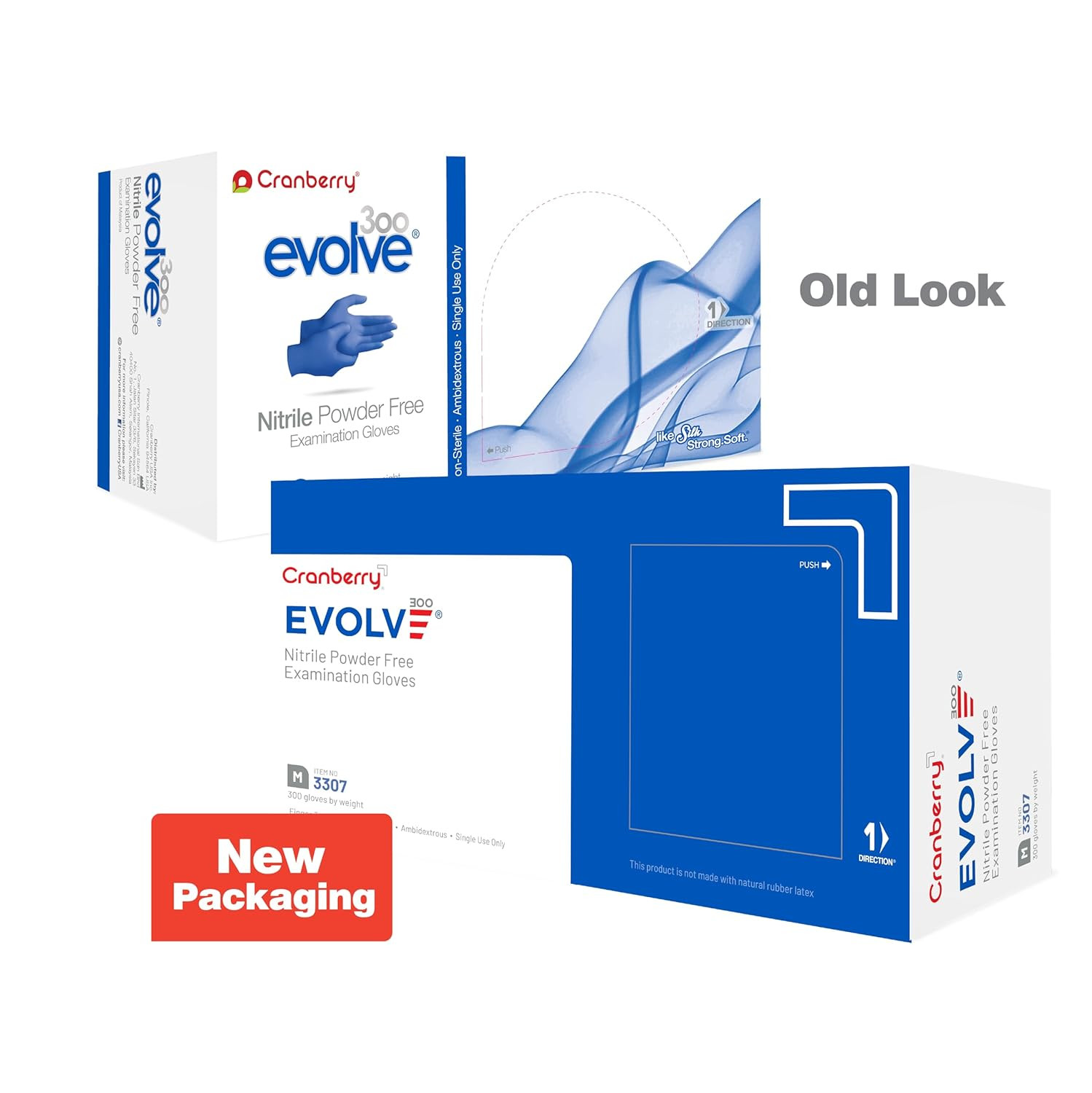 Evolve Nitrile Powder Free Exam Gloves, 2.0 Mil, Medium, 300 Counts