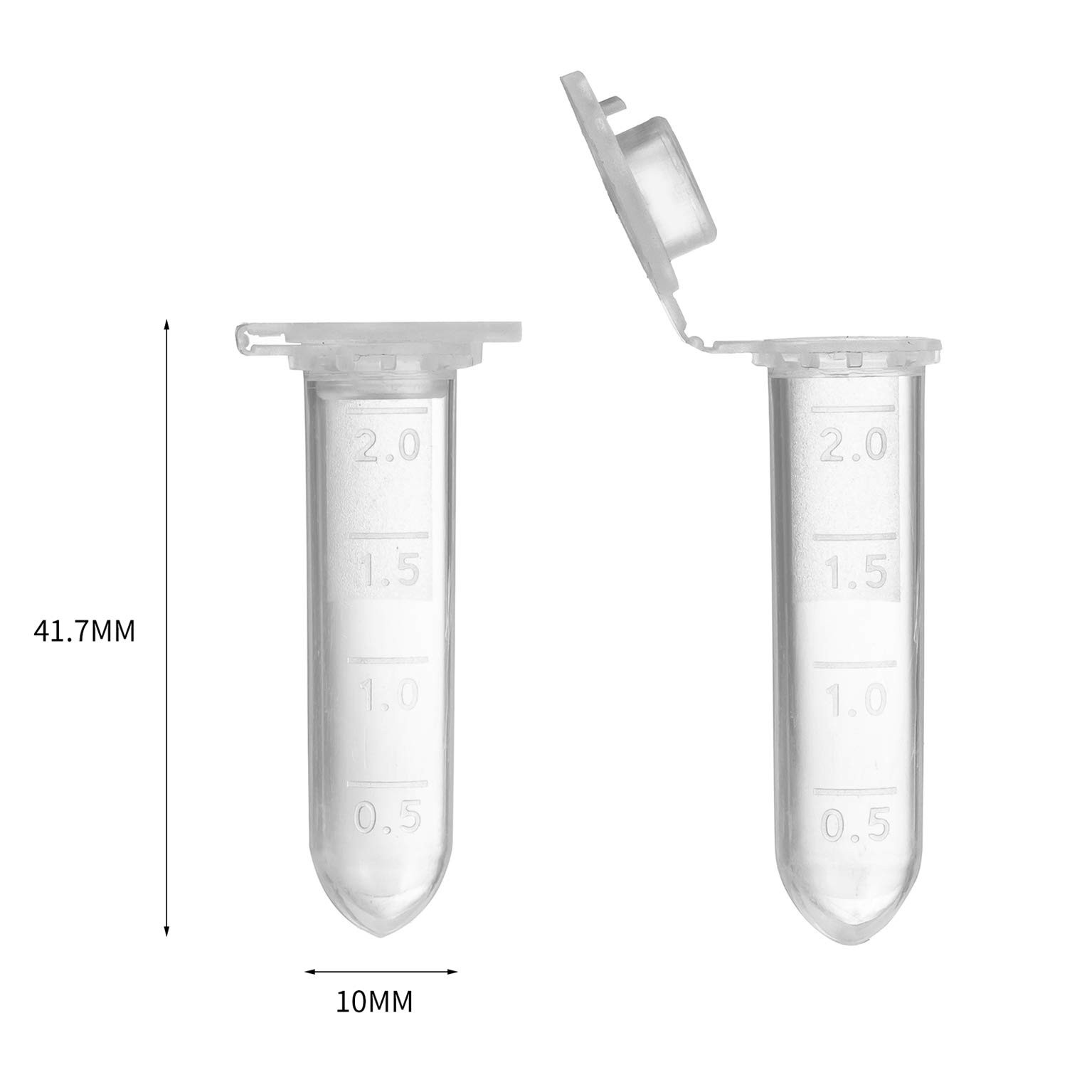 400 PCS 2ml Centrifuge Tubes Polypropylene Clear Graduated Cap Storage Vial