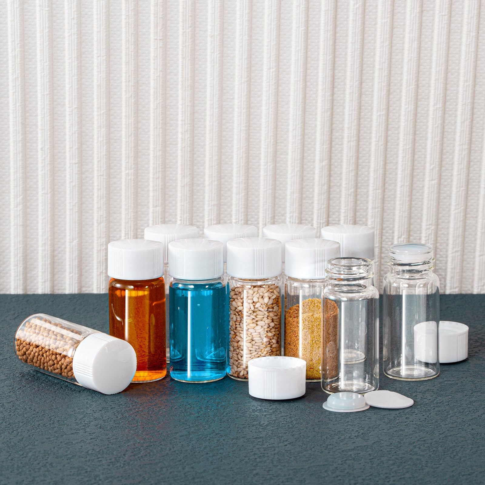 100 10Ml Vials Small Mini Tiny Glass Bottles Clear Empty Jars with Aluminum Top