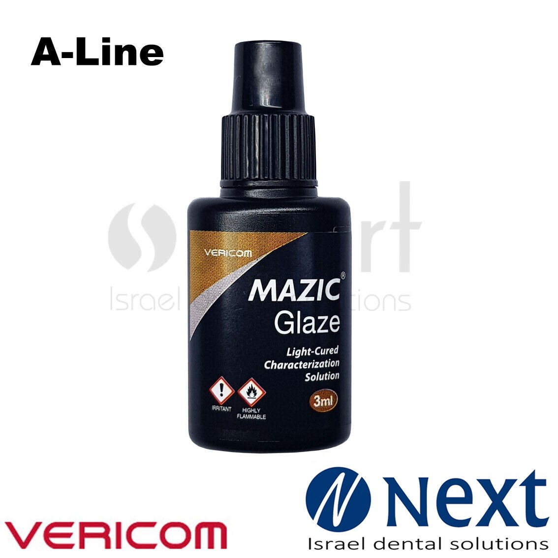 Dental acrylic composite LC shade color liquid 3ml Mazic Glaze Vericom A-Line