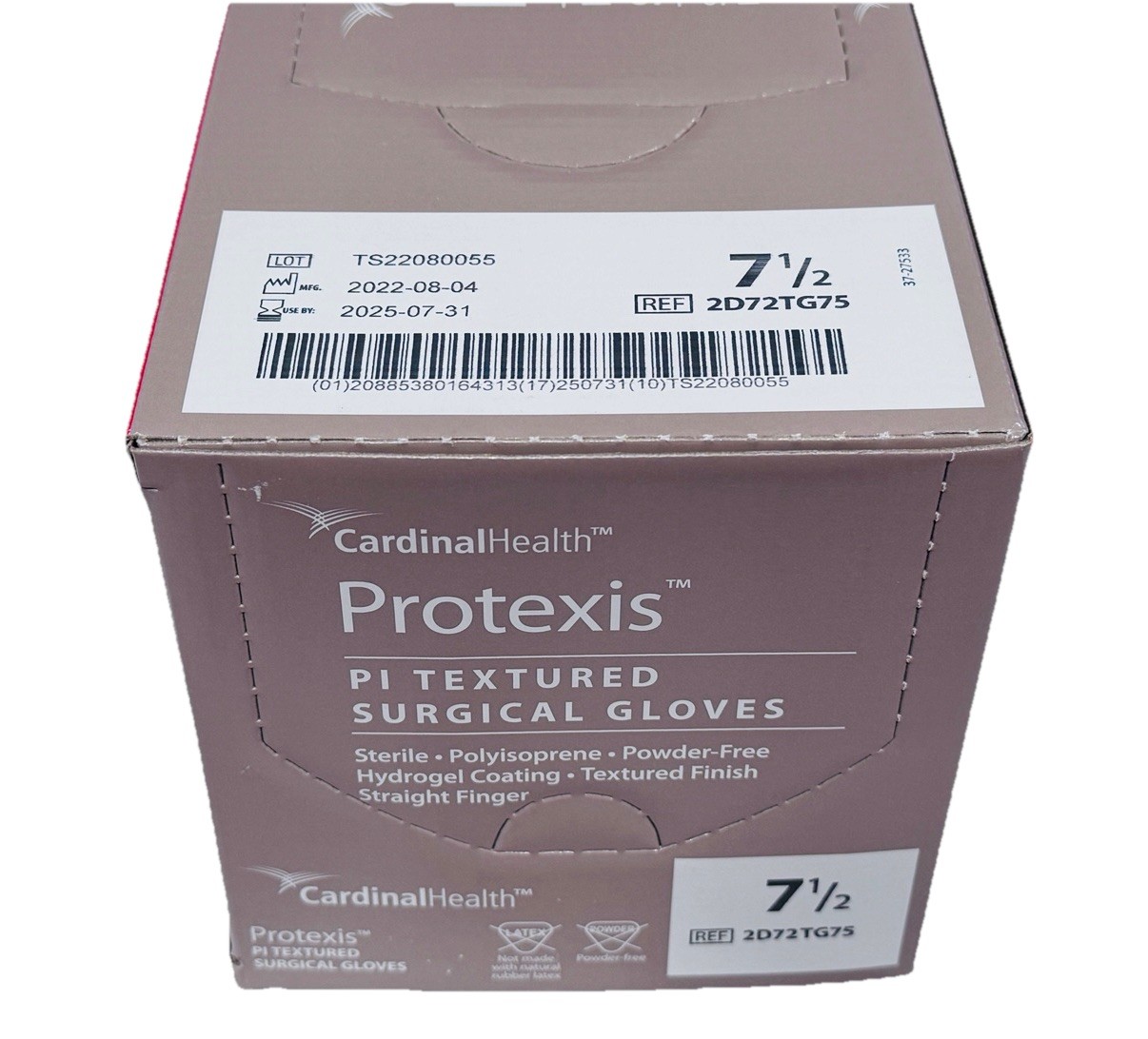50 X Cardinal Health Protexis PI TEXTURED Sterile Surgical Gloves, Size 7-1/2