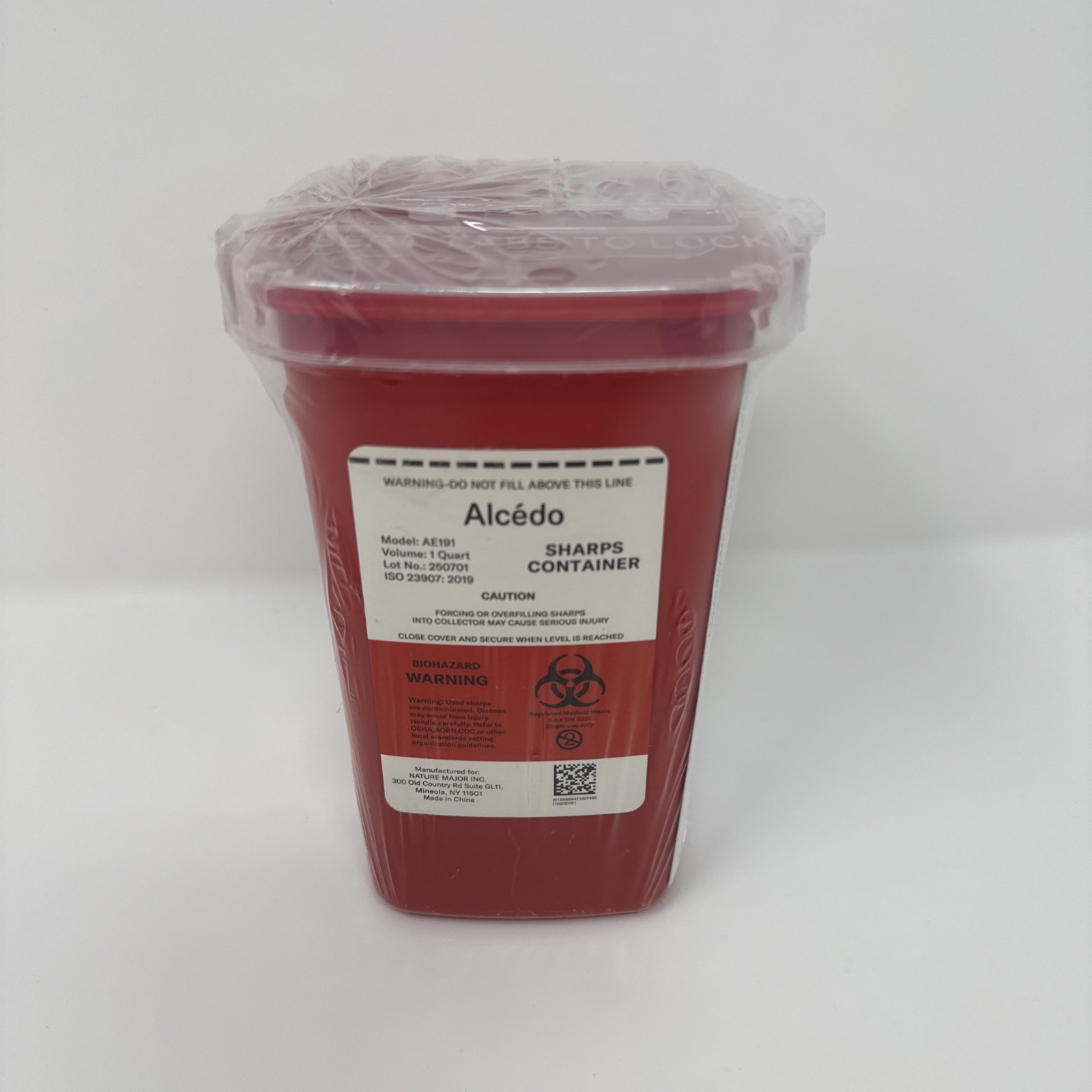 Alcedo Sharps Container for Home Use 1 Quart 1 pack Needle and Syringe Disposal