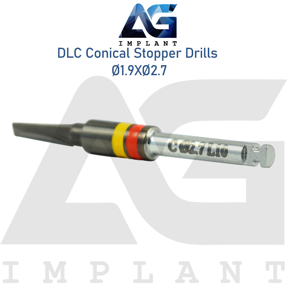 Ø1.9XØ2.7 Integral Stopper DLC Conical Drill External Irrigation Tool Carbon