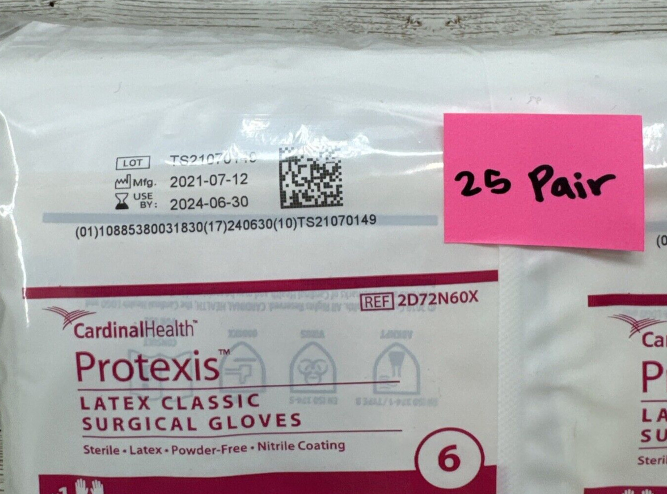 Protexis Latex Classic Surgical Gloves Nitrile Coating 25 Pair Size 6 *See Date*