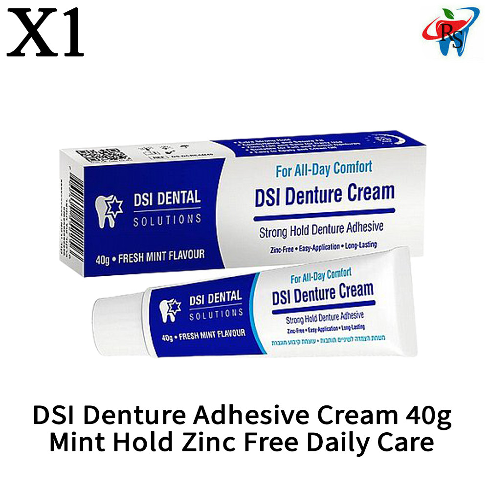 1x Denture Adhesive Cream 40g Mint Hold Zinc Free Daily Care Easy Application