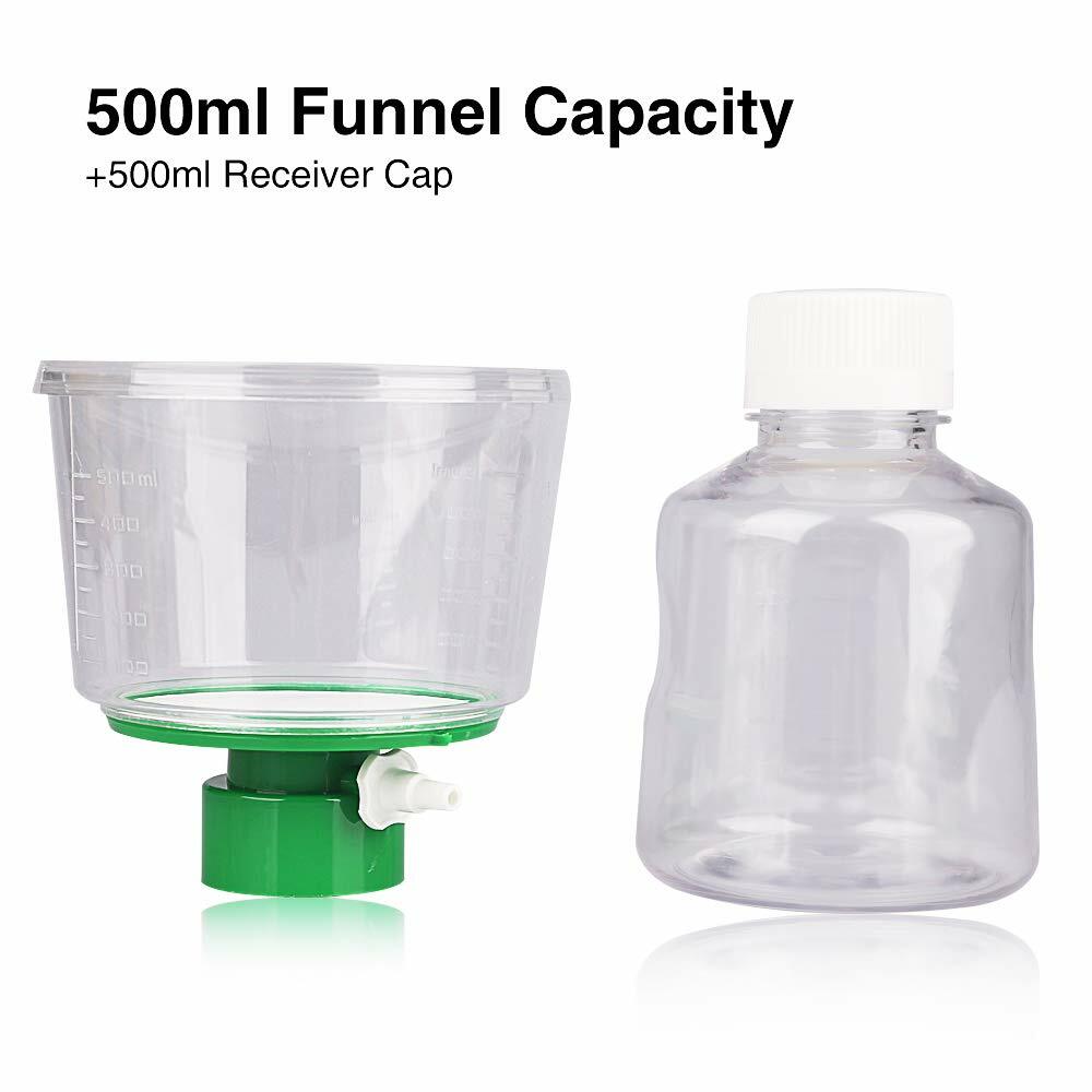 4Pack Lab 500ml Sterile Vacuum Filter Bottle Top 0.22um PES Membrane Hydrophilic