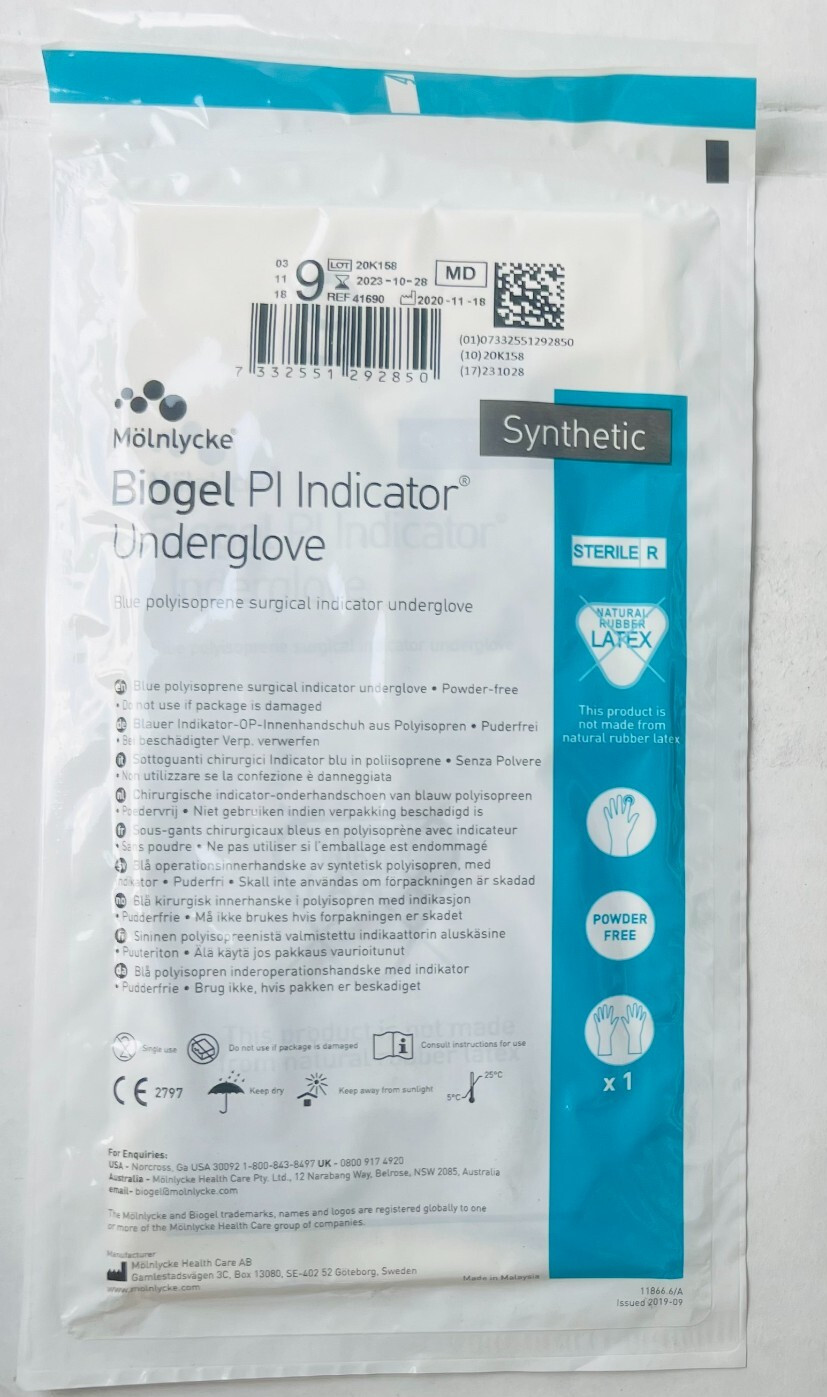 10 PAIR GLOVES Biogel PI Indicator Underglove Latex-Free Powder-free Size 9