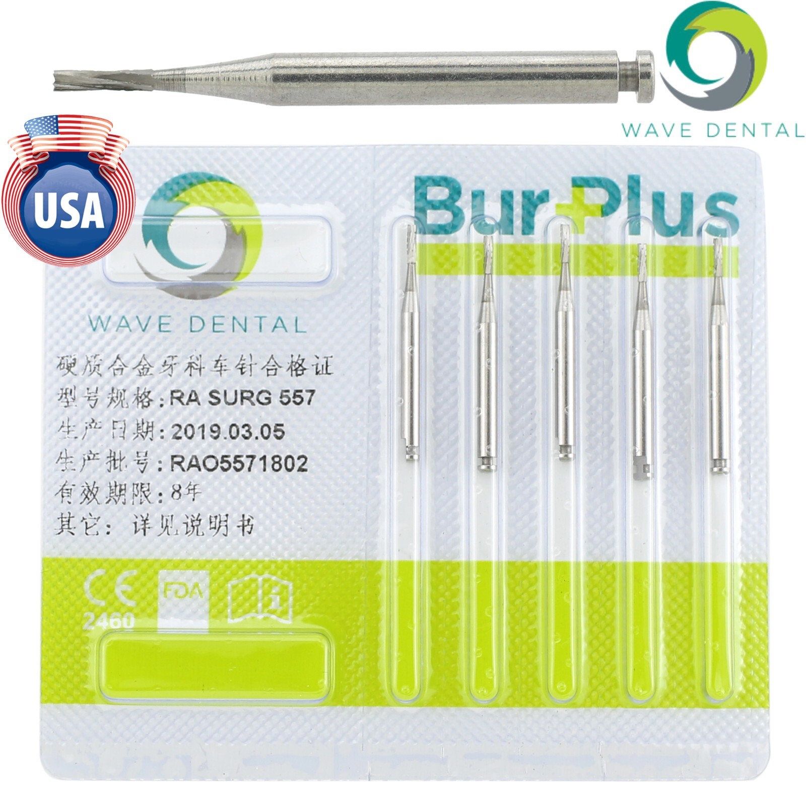 Wave Dental Oral Surgical Latch Bur 557 Tungsten Carbide Midwest LAOS 557 Prima