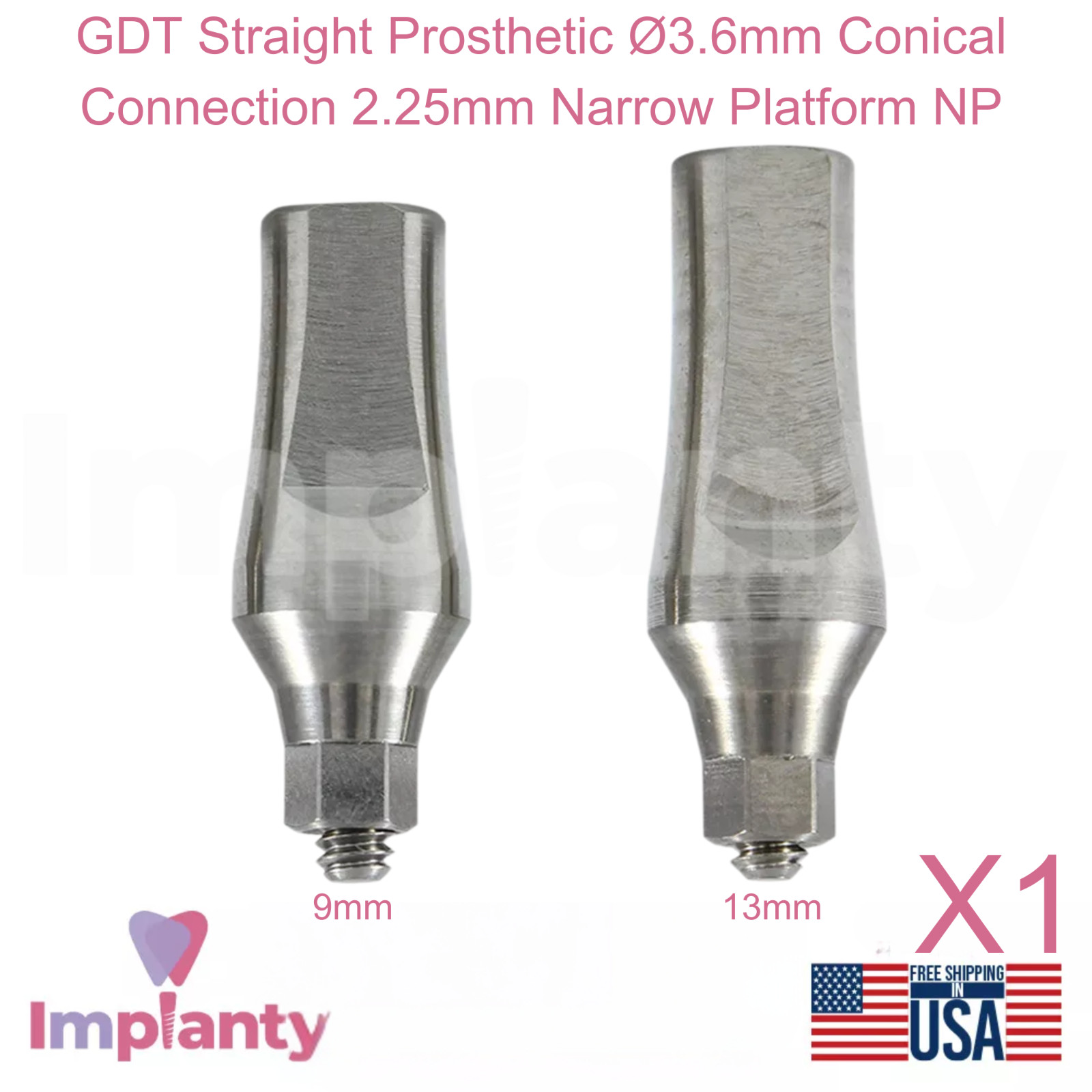 GDT Straight Prosthetic Ø3.6mm Conical Connection 2.25mm Narrow Platform NP