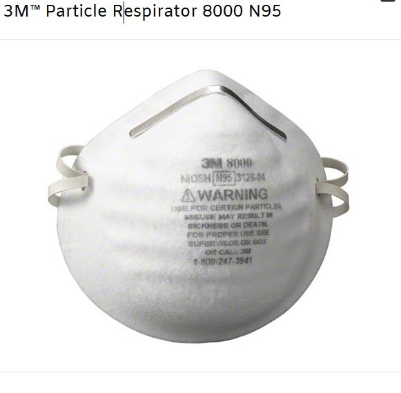 Carton of 240 3M 8000 NIOSH N95 Particle Respirator Masks, 8 boxes X 30/box