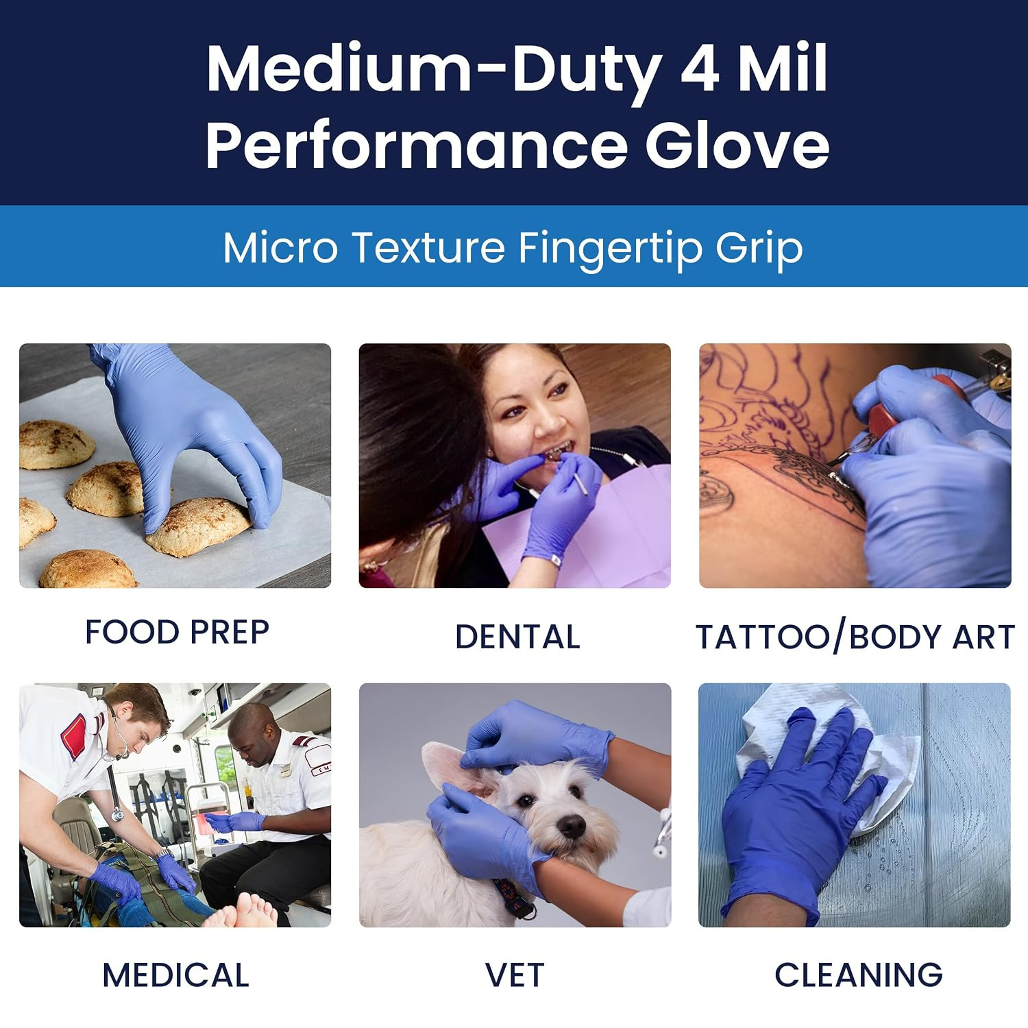 PCS778 Precision 4 Mil Powder-Free Nitrile Exam Gloves, Medical Grade, Blue-Viol