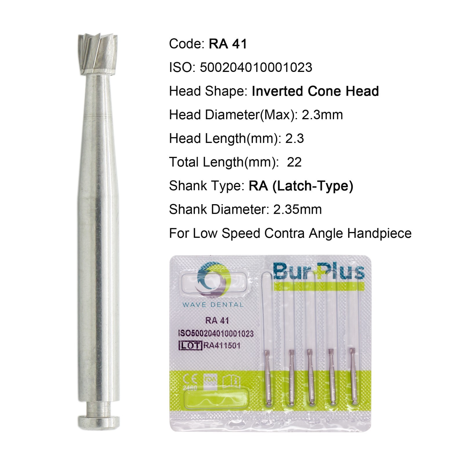 Wave Dental Latch Carbide Burs Surgical RA SURG for Slow Speed Round RA 4 6 8 5