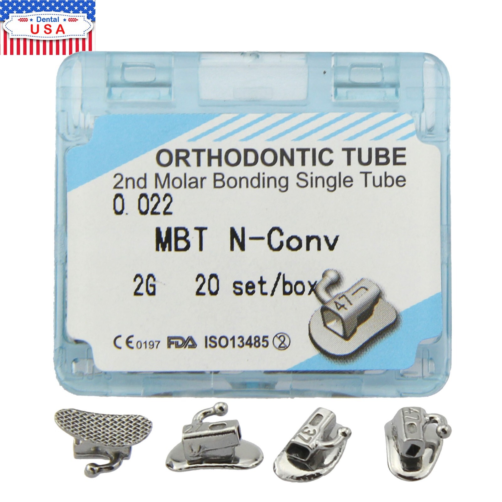 80pcs dental Tubos bucales de ortodoncia 1er 2nd molar Tubo MBT Roth 022 Bondabe
