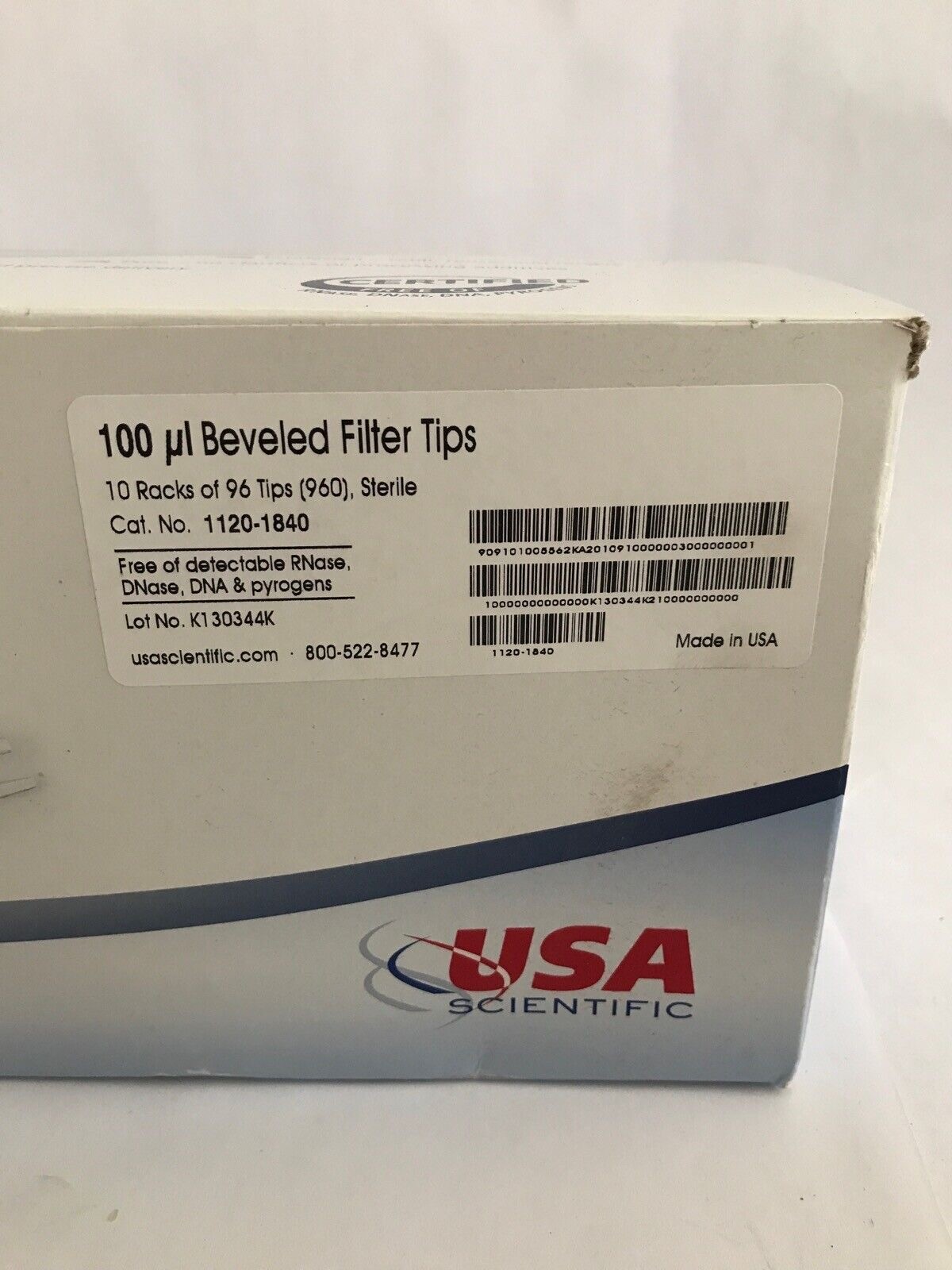 (960) USA TipOne 100uL Beveled Filter Pipette Tip Refills 96×10 1120-1840
