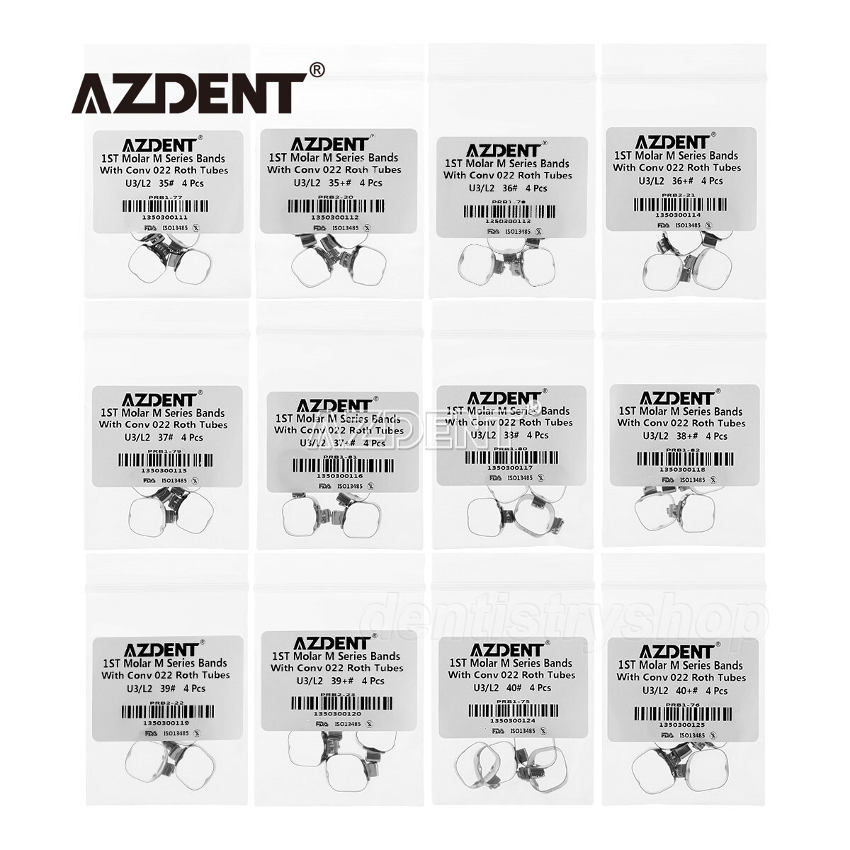 5Bag Dental Orthodontic 1st Molar Buccal Tubes Band Conv Roth 022 U3/L2 35#-40+#