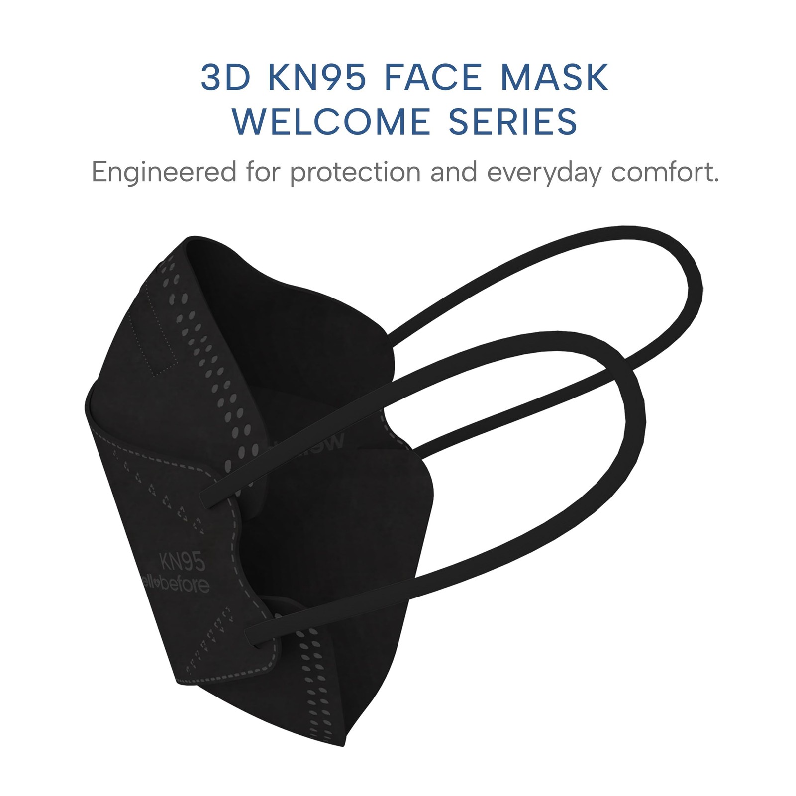 Welcome Series KN95 3D , Black, Medium, Pack of 50