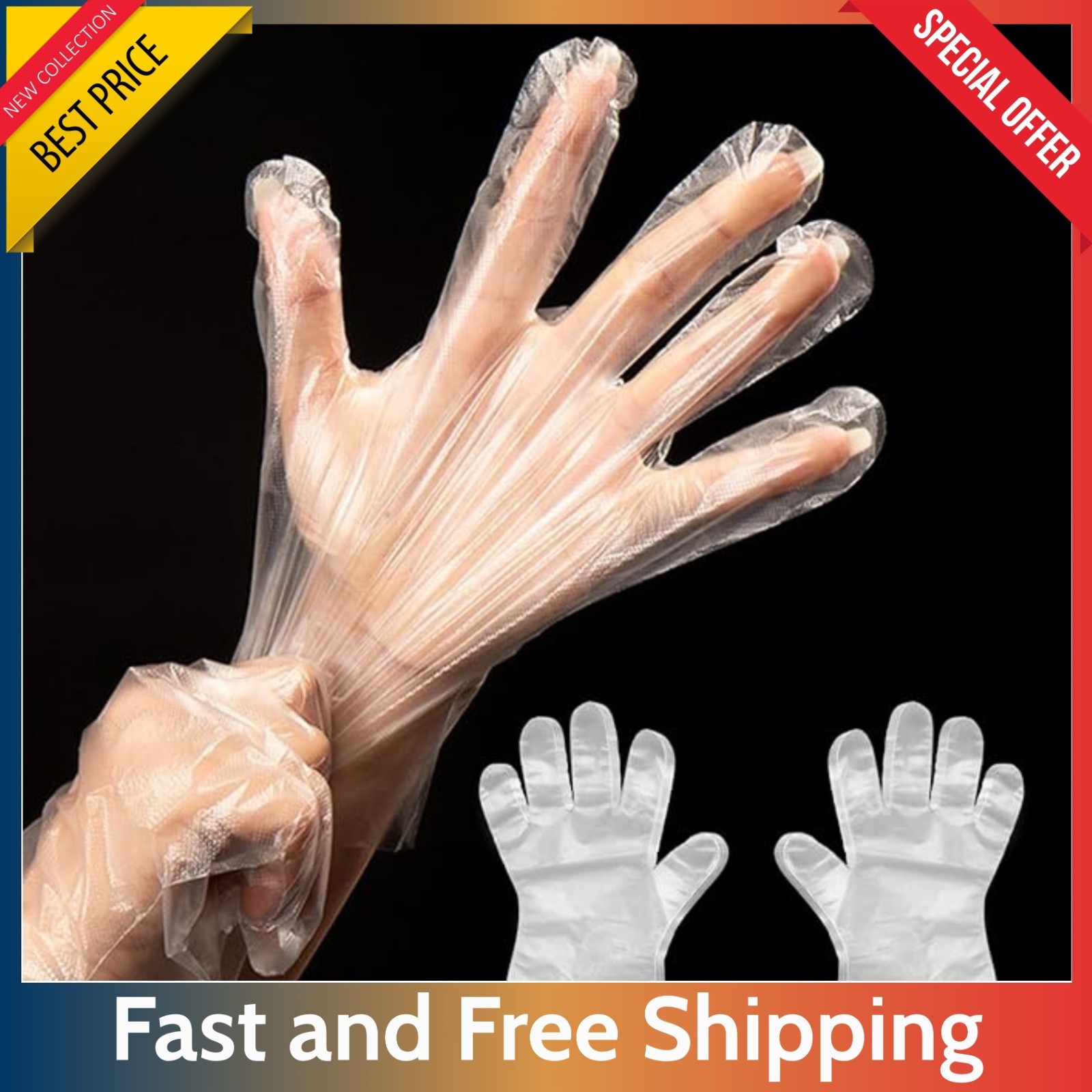 400 Ct Disposable Plastic Gloves – Food Safe Latex Free Powder Free Kitchen Use.