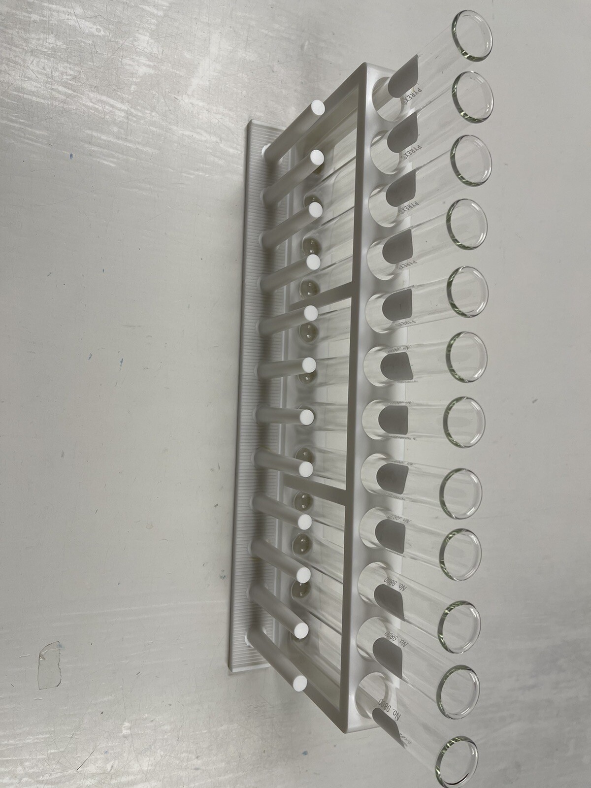 Plastic Test Tube Rack, 12 Holes, with drying pins , 16mm, White (2 racks per)