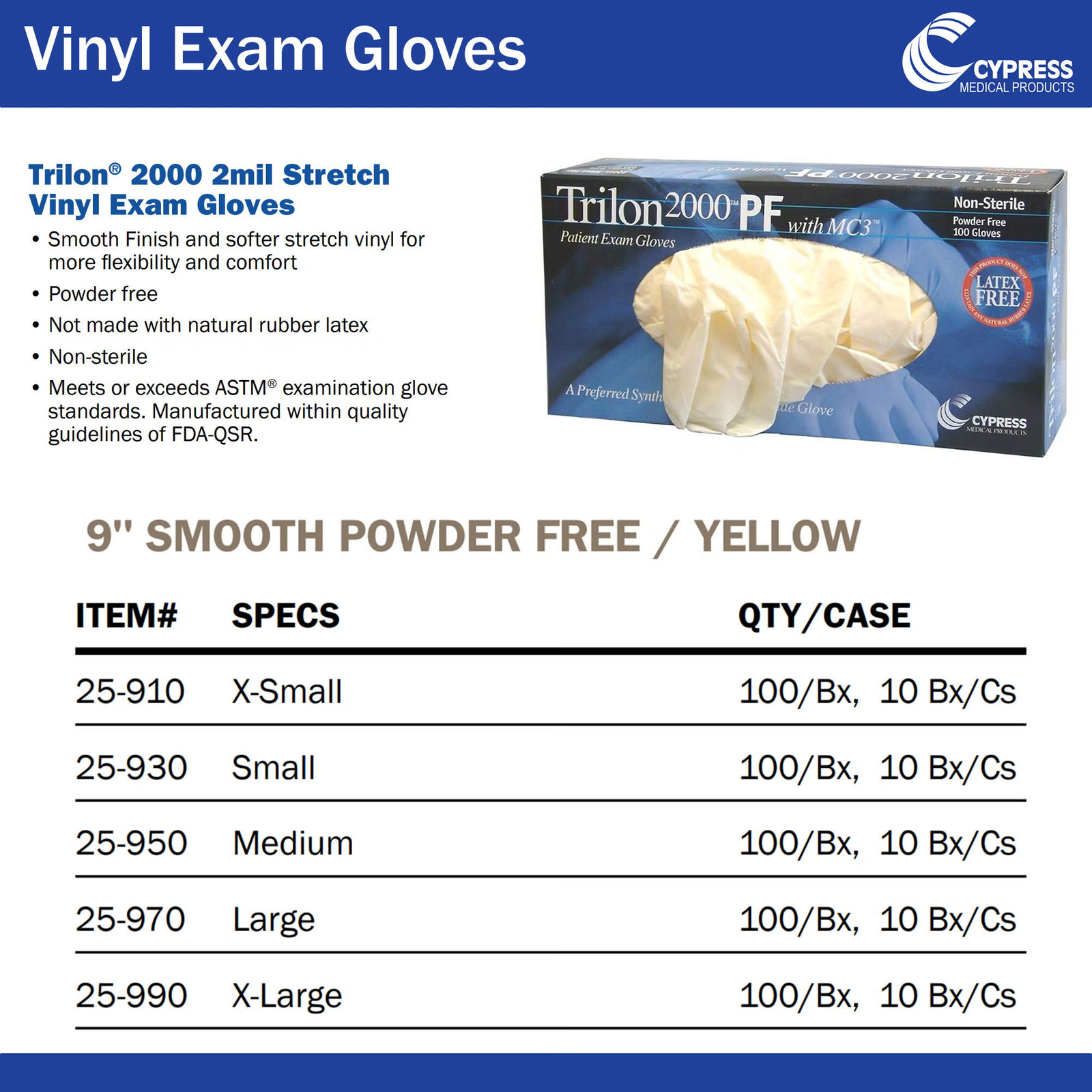 Trilon 2000 PF with MC3 Stretch Vinyl Exam Glove – 1000 per Case