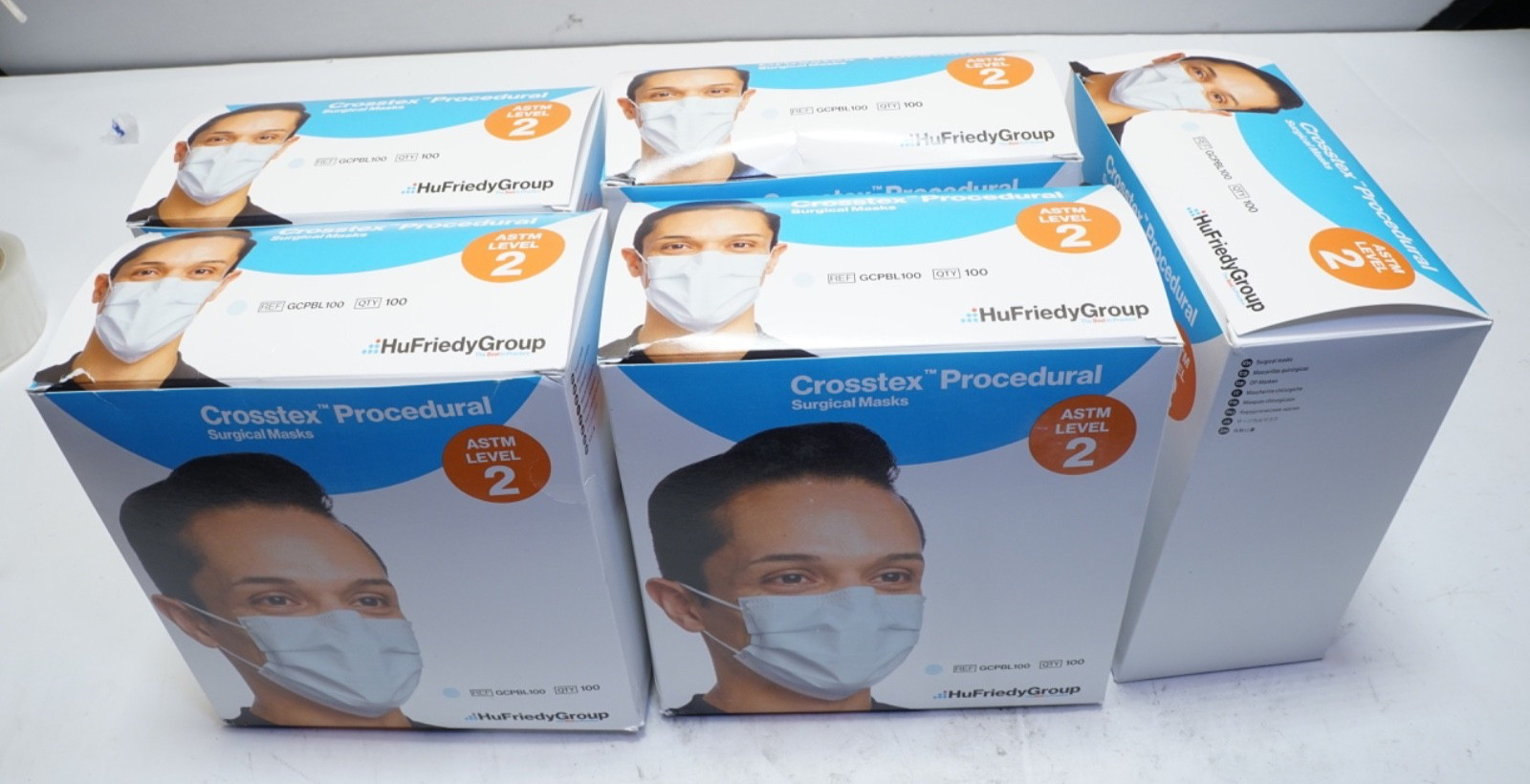 Lot of 5 Crosstex GCPBL100 Procedural ASTM Level 2 Earloop Face Masks 100/Bx