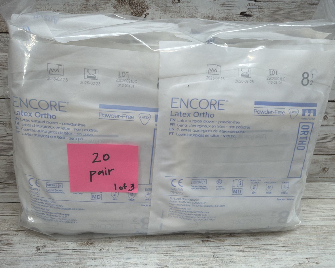 ENCORE Latex ORTHO Surgical Glove PF Sterile *20 Pair* Size 8.5 *See Date*2/26