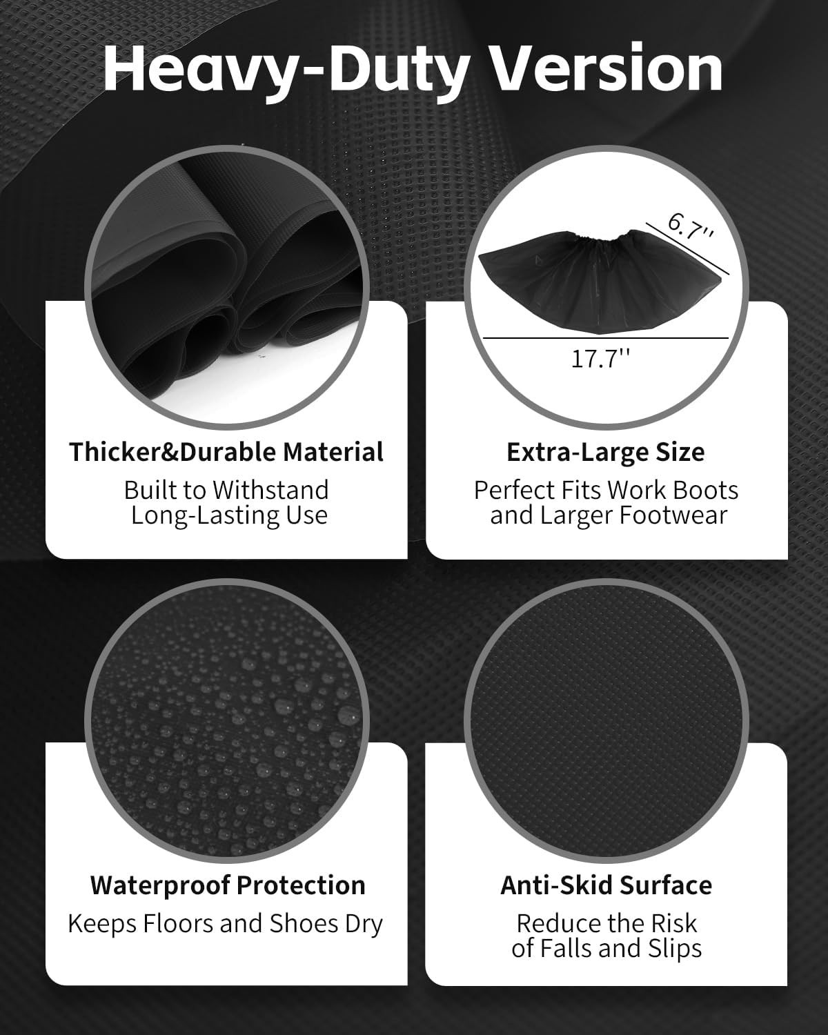 Heavy Duty Disposable Shoe Covers, Extra Large 6.7×17.7 In, Thick 0.3 Oz, Wat…