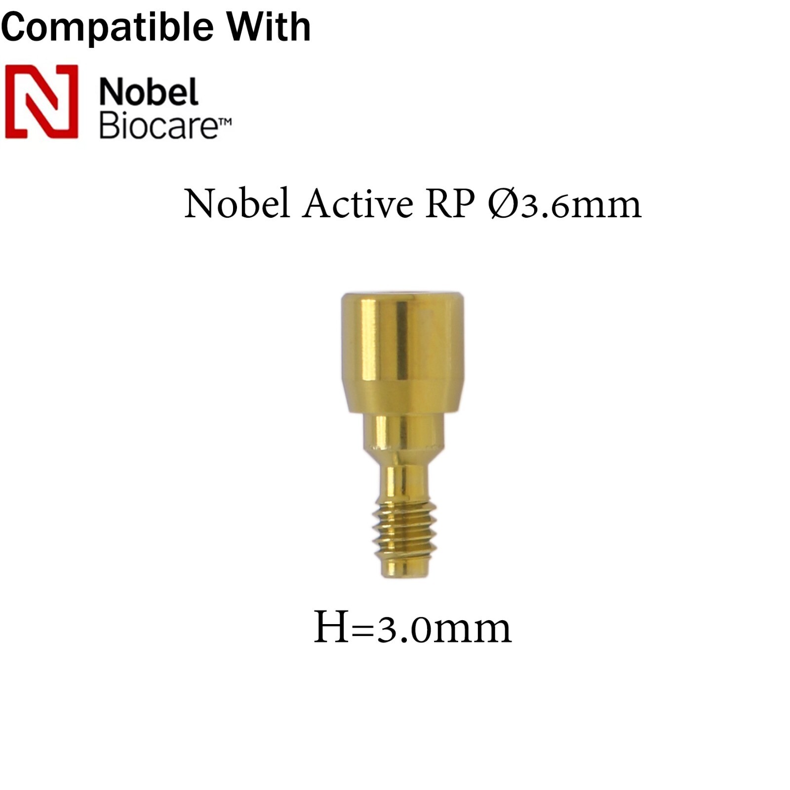 Dental Healing Cap Abutment RP Ø3.6/5.0/7.0mm fits NOBEL Active H=3.0/5.0/7.0mm
