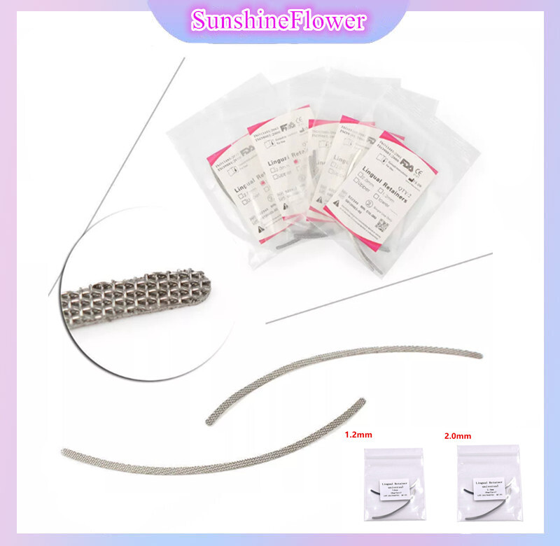 2 Pcs/Pack Dental Orthodontic Lingual Retainers Mesh Base Lingual 1.2/2.0mm