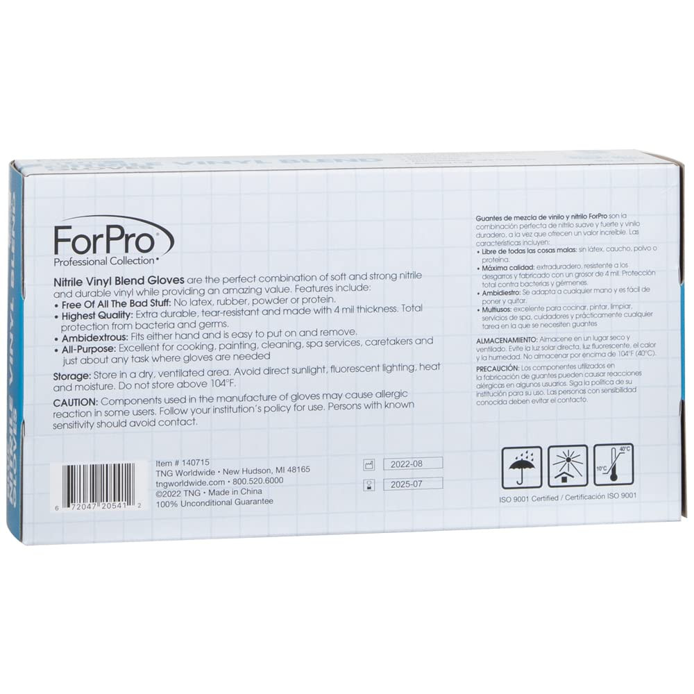 Disposable Nitrile Vinyl Blend Gloves, 4 Mil Extra Protection, Powder-Free, Late