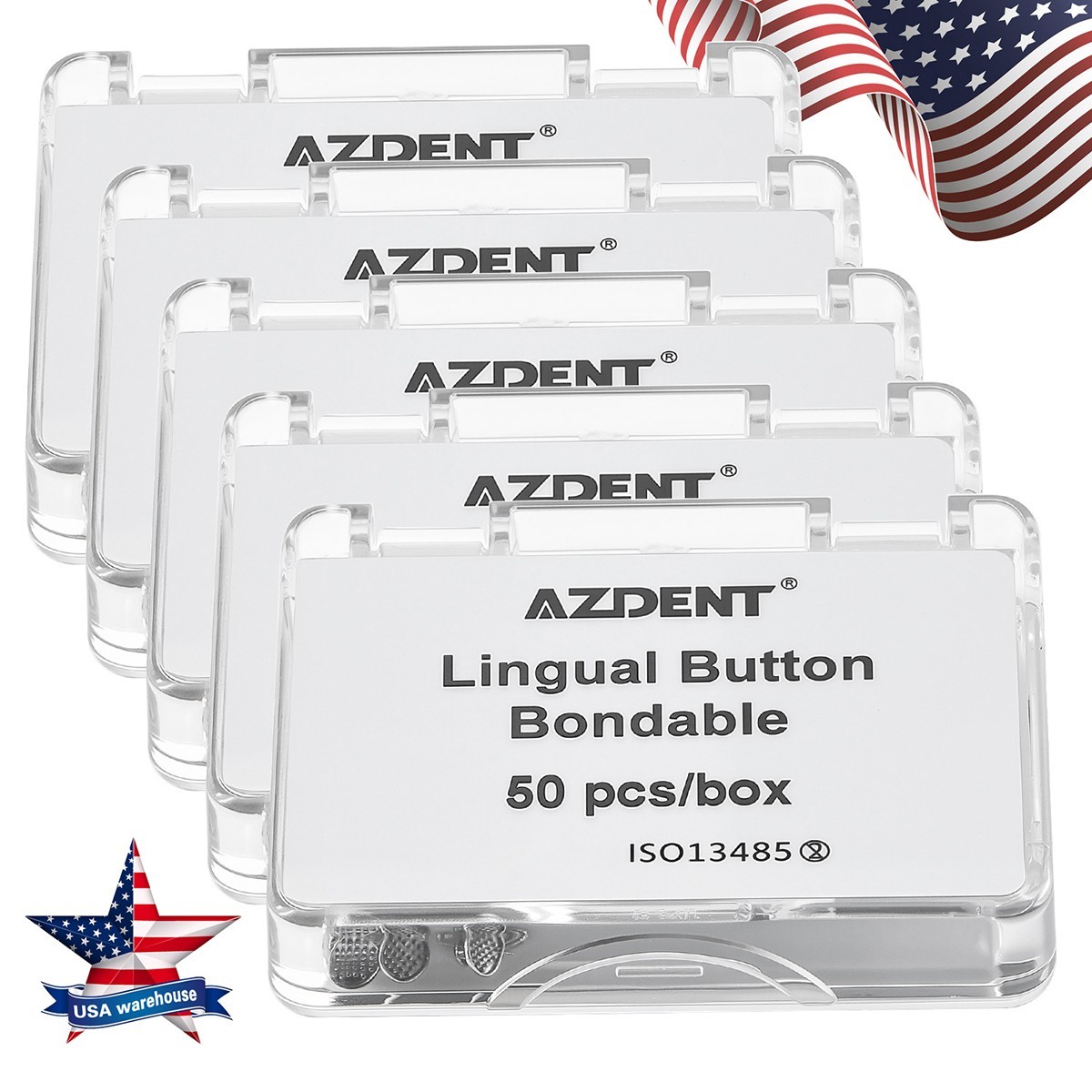 50pcs Dental Orthodontic Lingual Buttons Bondable Monoblock Round Base AZDENT