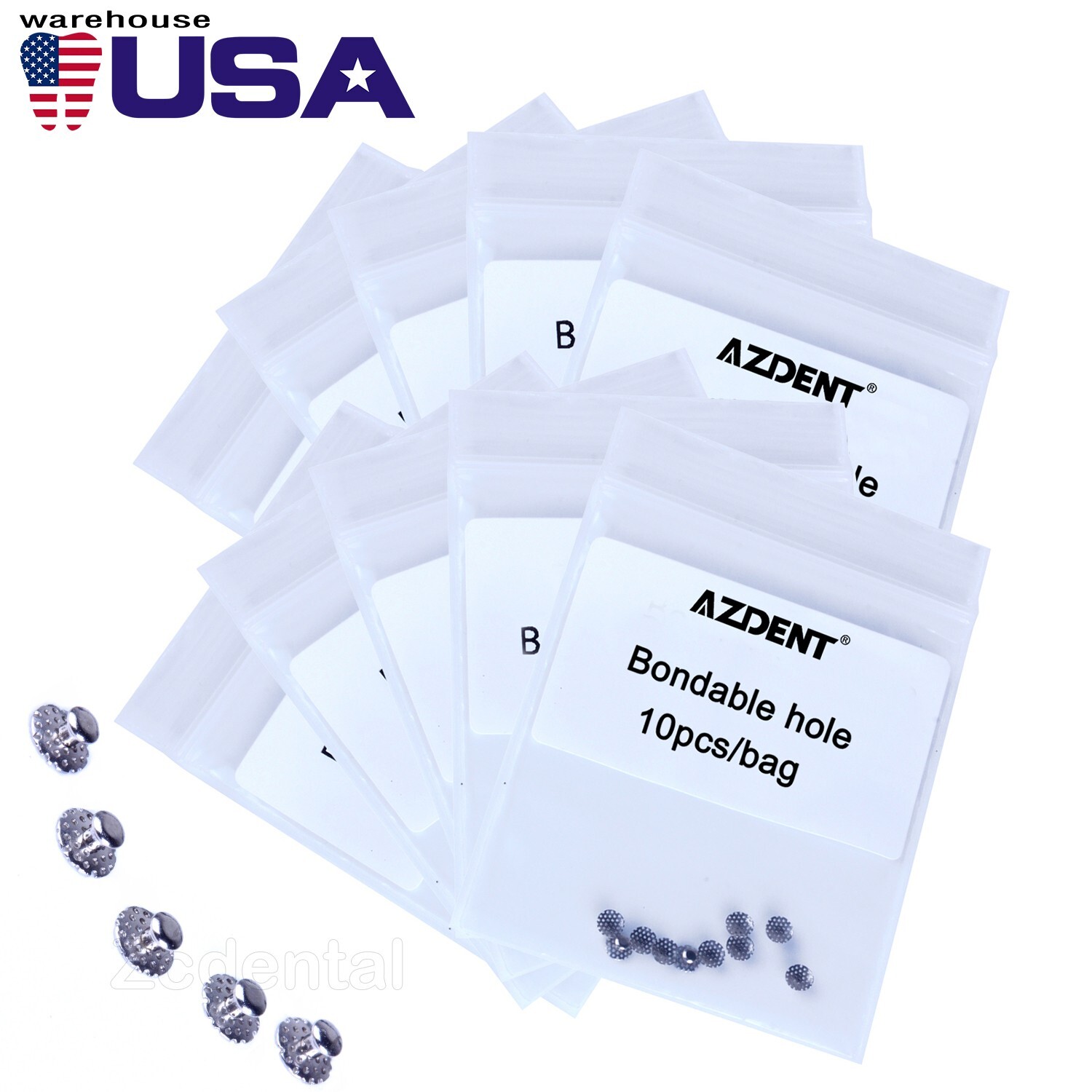 100piezas Botones linguales redondos ortodoncia Denal hueco perforado agujeros