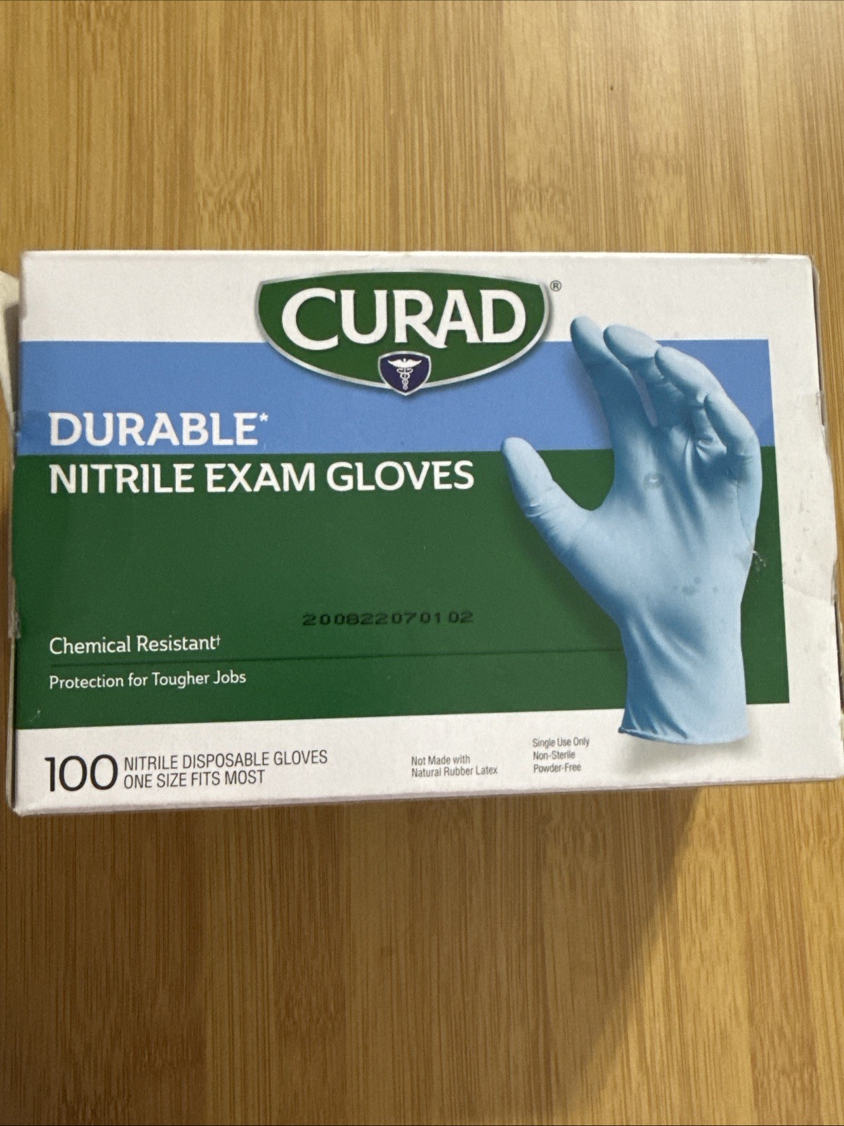 Curad Nitrile Exam Gloves, Durable, Powder Free, 1 Box (100 Count), Blue (6a)