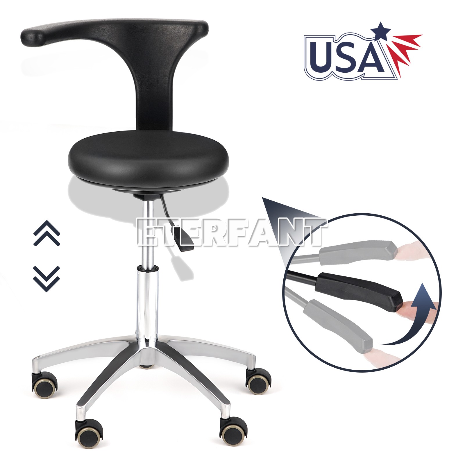 Dental 3.5X Headband Binocular Loupes/Assistant Stool Mobile Chair Black/Blue US