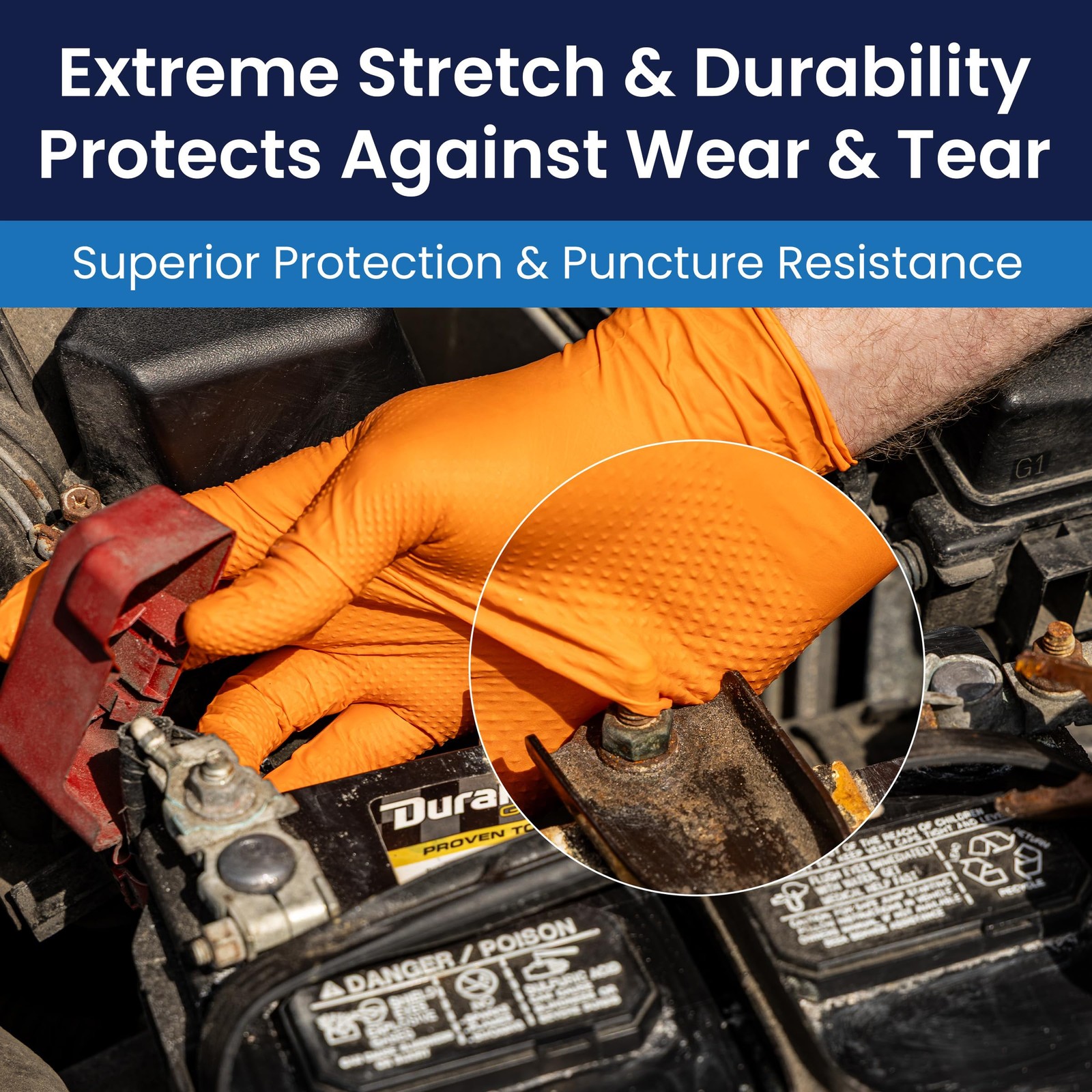 Heavy Duty Orange Nitrile Gloves 9 Mil Powder Free 90 Pack 2XL
